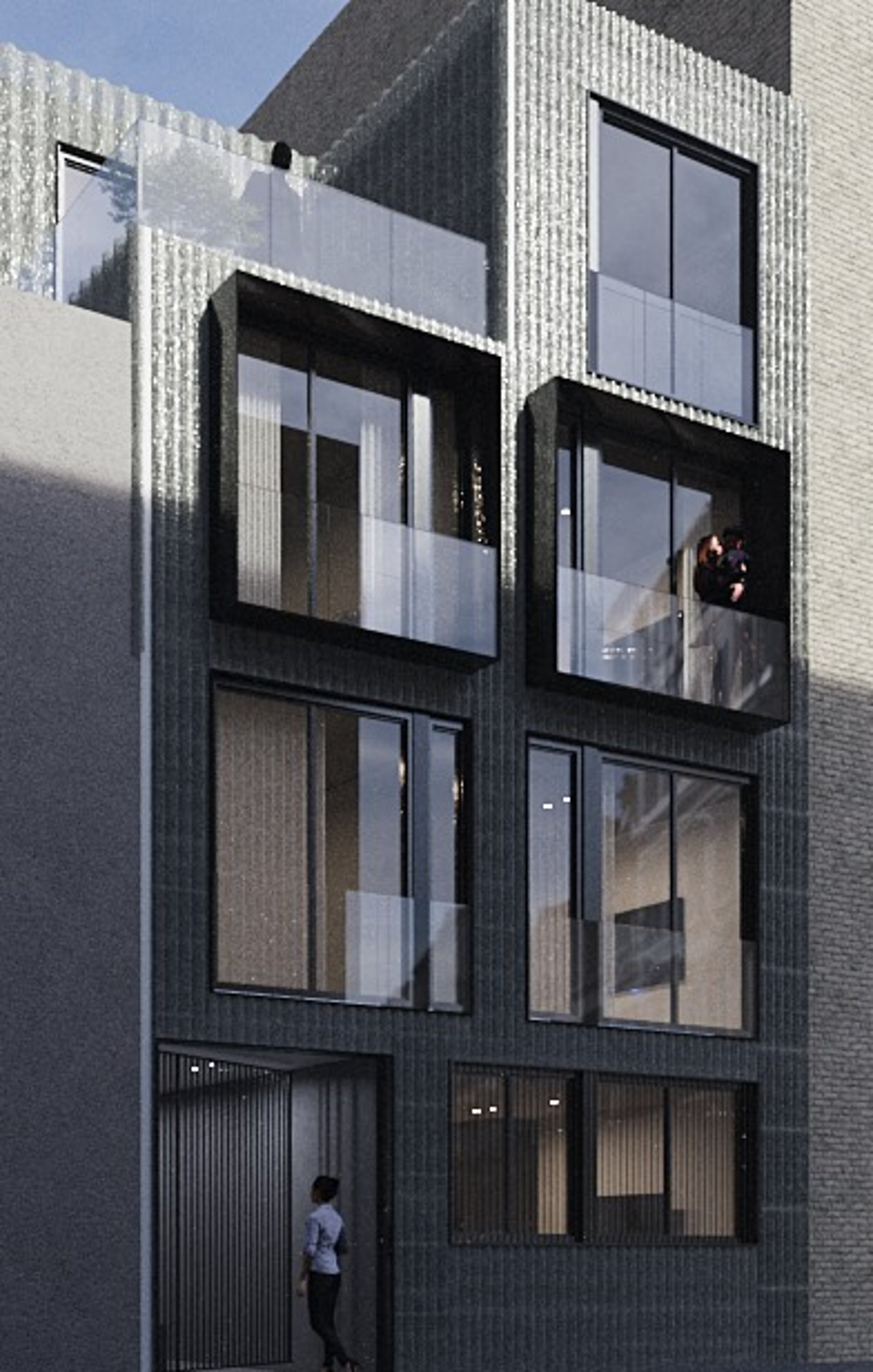 a tall building with multiple balconies and windows