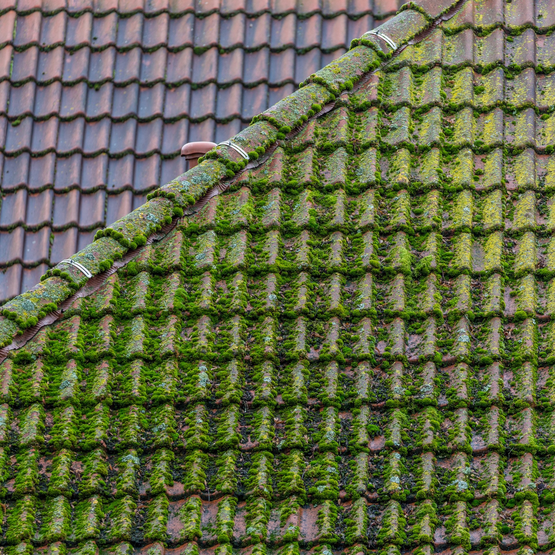 a man on a roof working with a rope