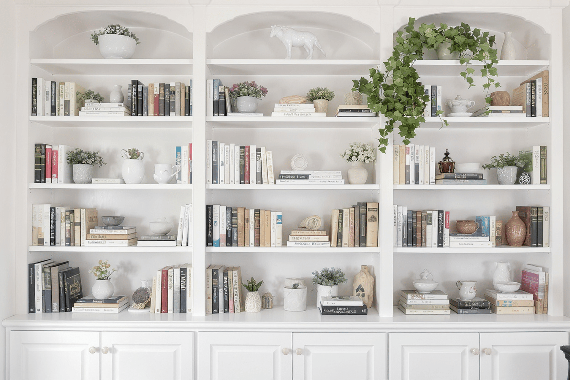 photo of library with turned on lights