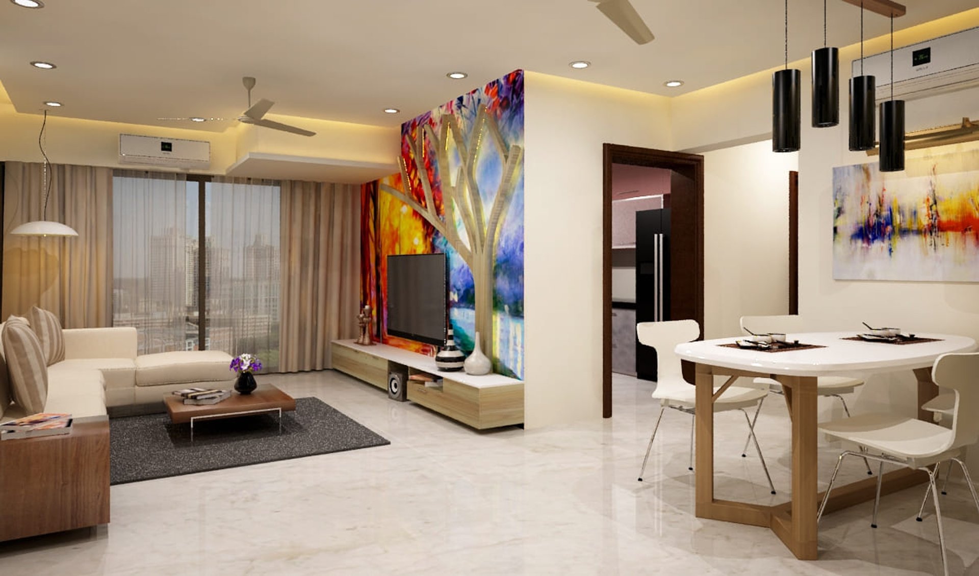 an abstract photo of a curved building with a blue sky in the background