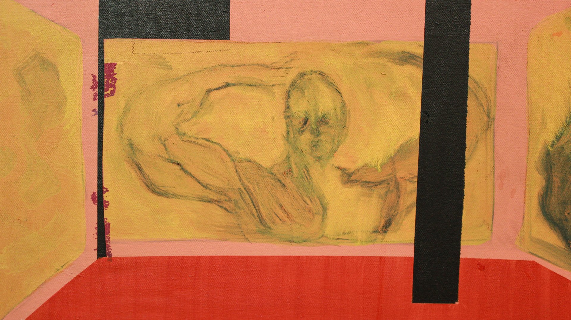 a close up of a black and brown abstract painting