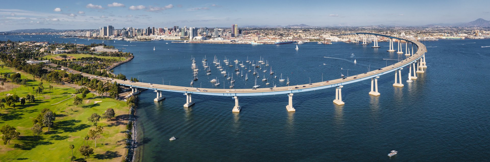 Cars Traveling in San Diego on Coronado Bay Bridge