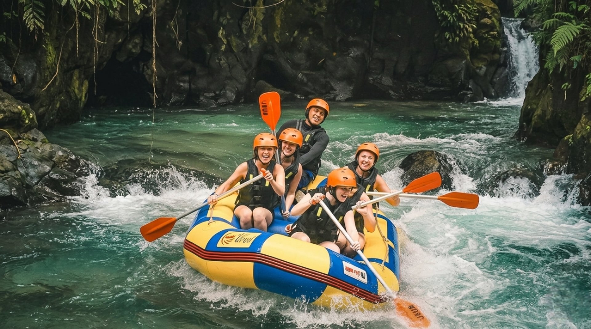 2 men riding blue kayak on green grass during daytime