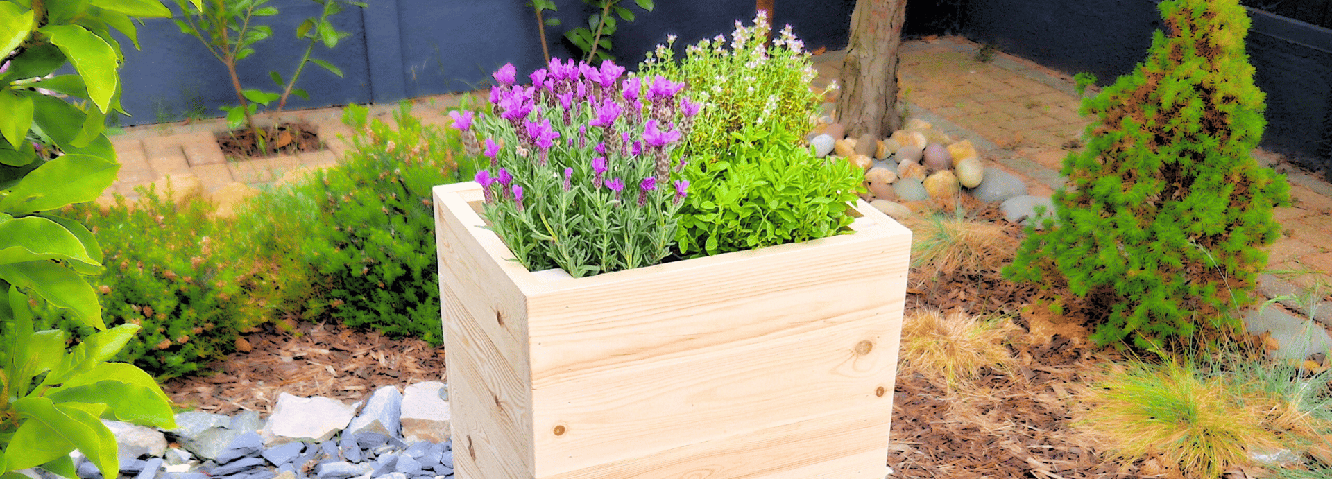 wooden planter tall outdoor plant box handmade in Uk quality planter