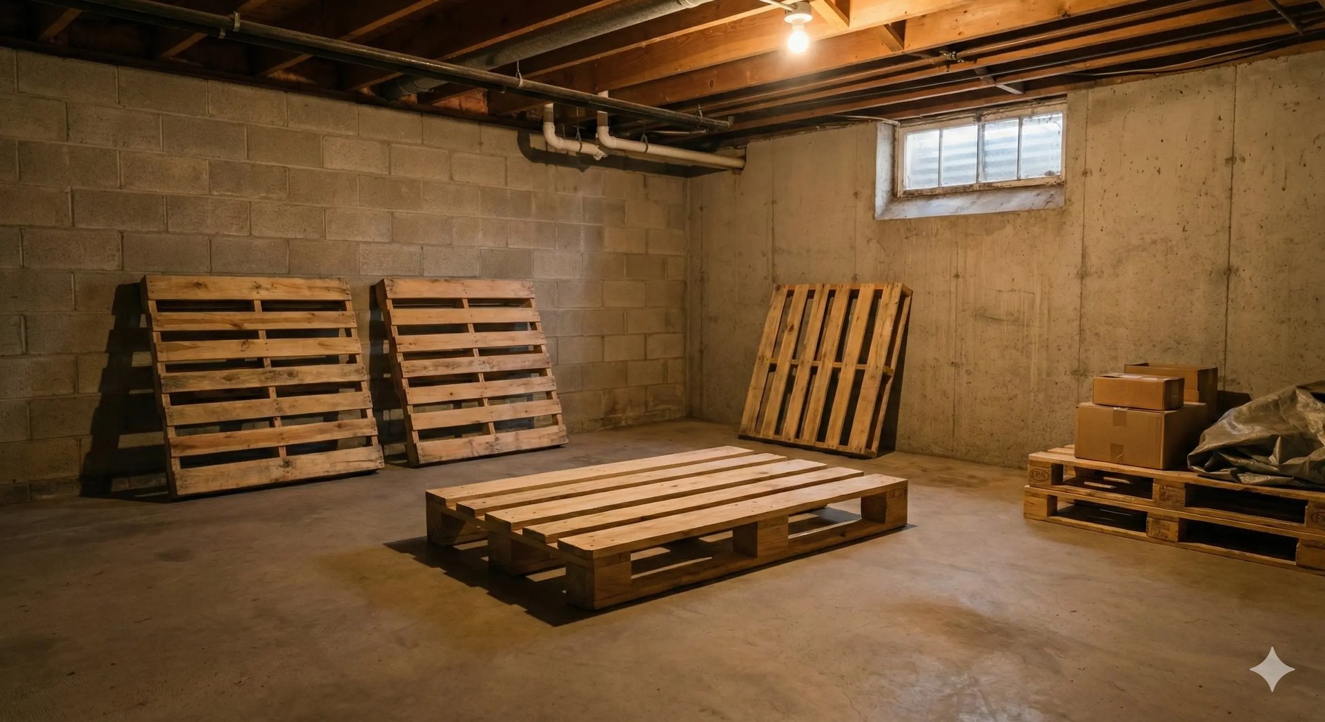 pallets in a basement