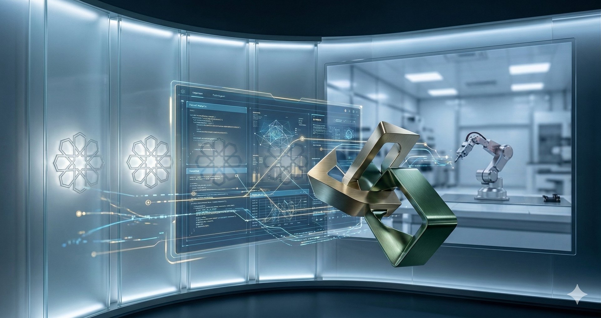 an abstract photo of a curved building with a blue sky in the background