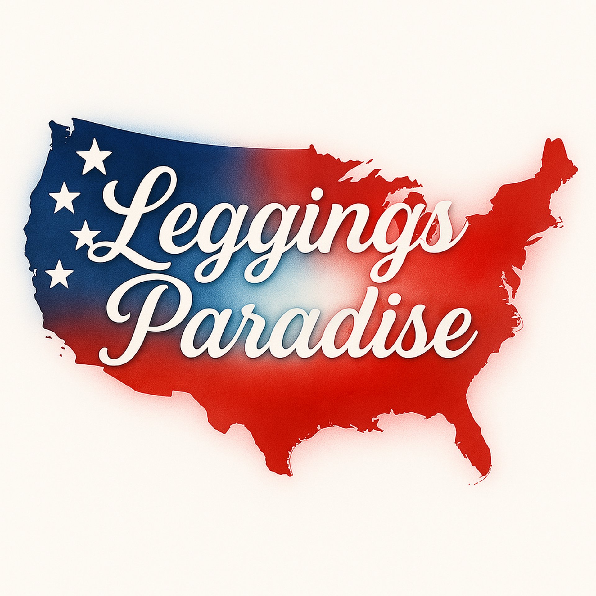 Inside an outline of the USA is an American flag and Leggings Paradise written across the USA. Small American Business!!