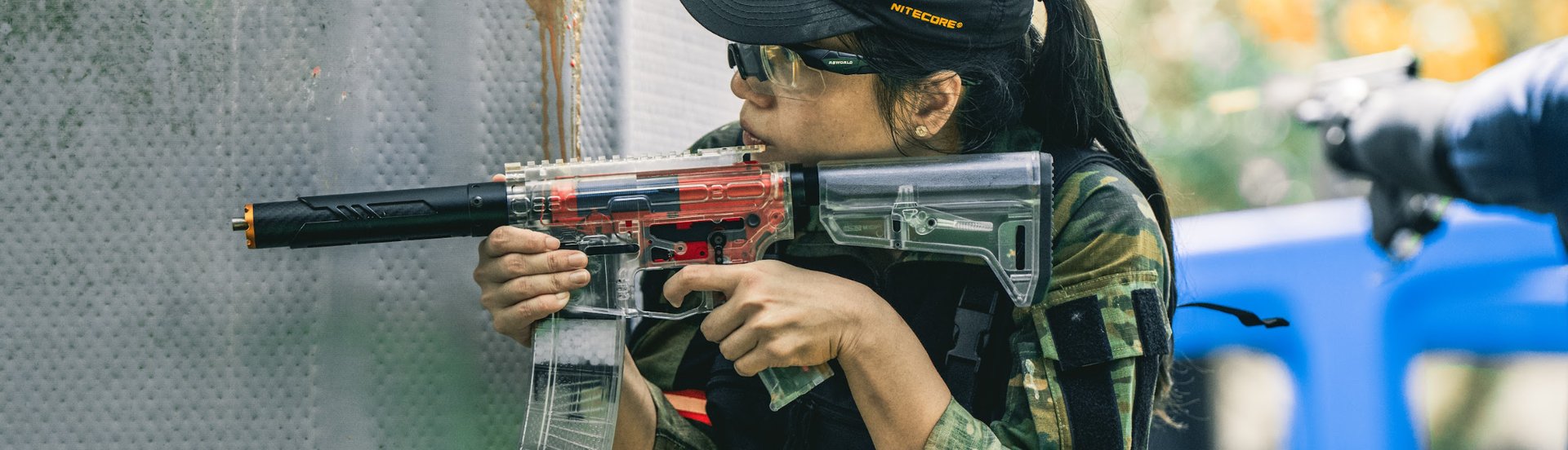 an abstract photo of a curved building with a blue sky in the background