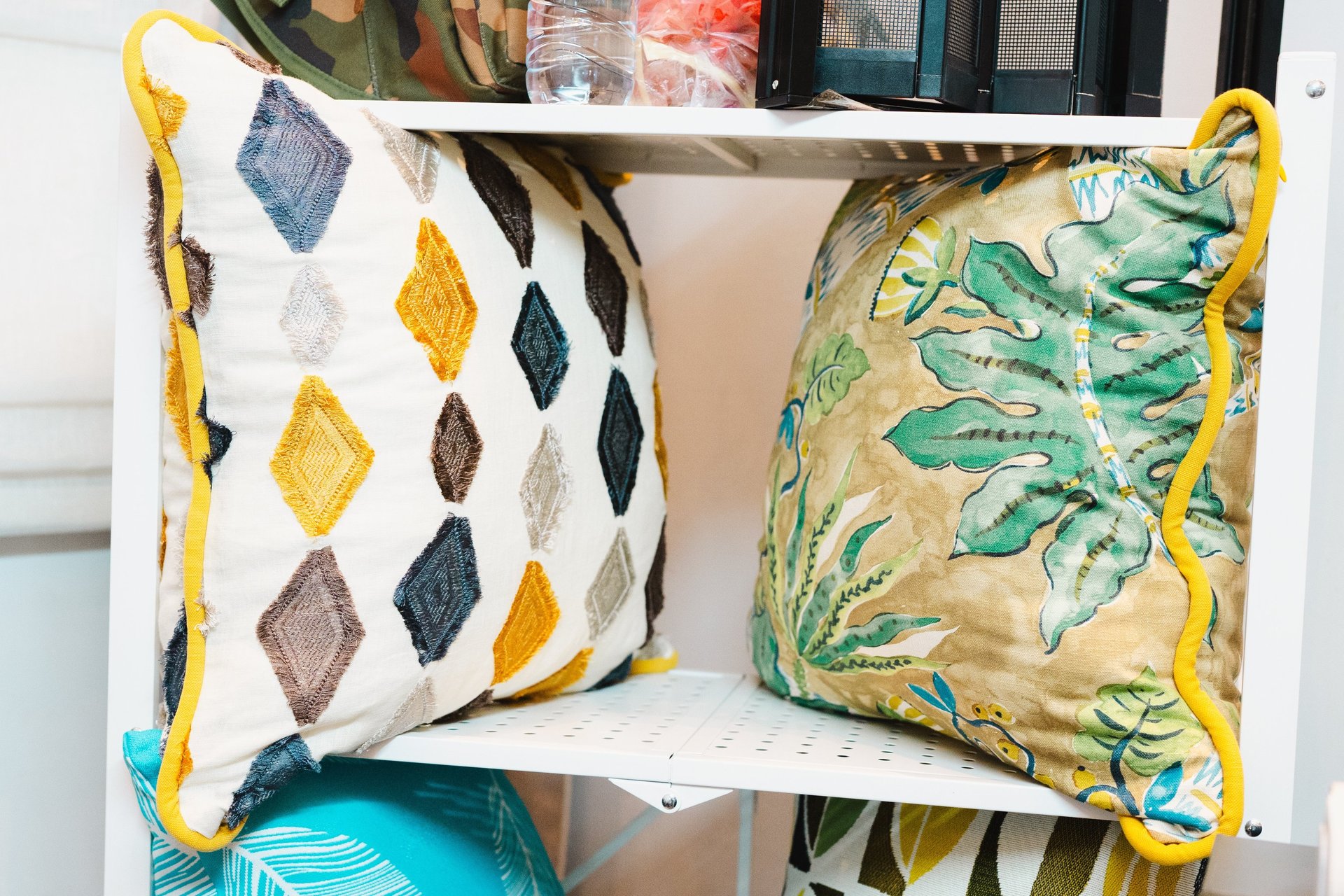 a white cloth with some leaves on it