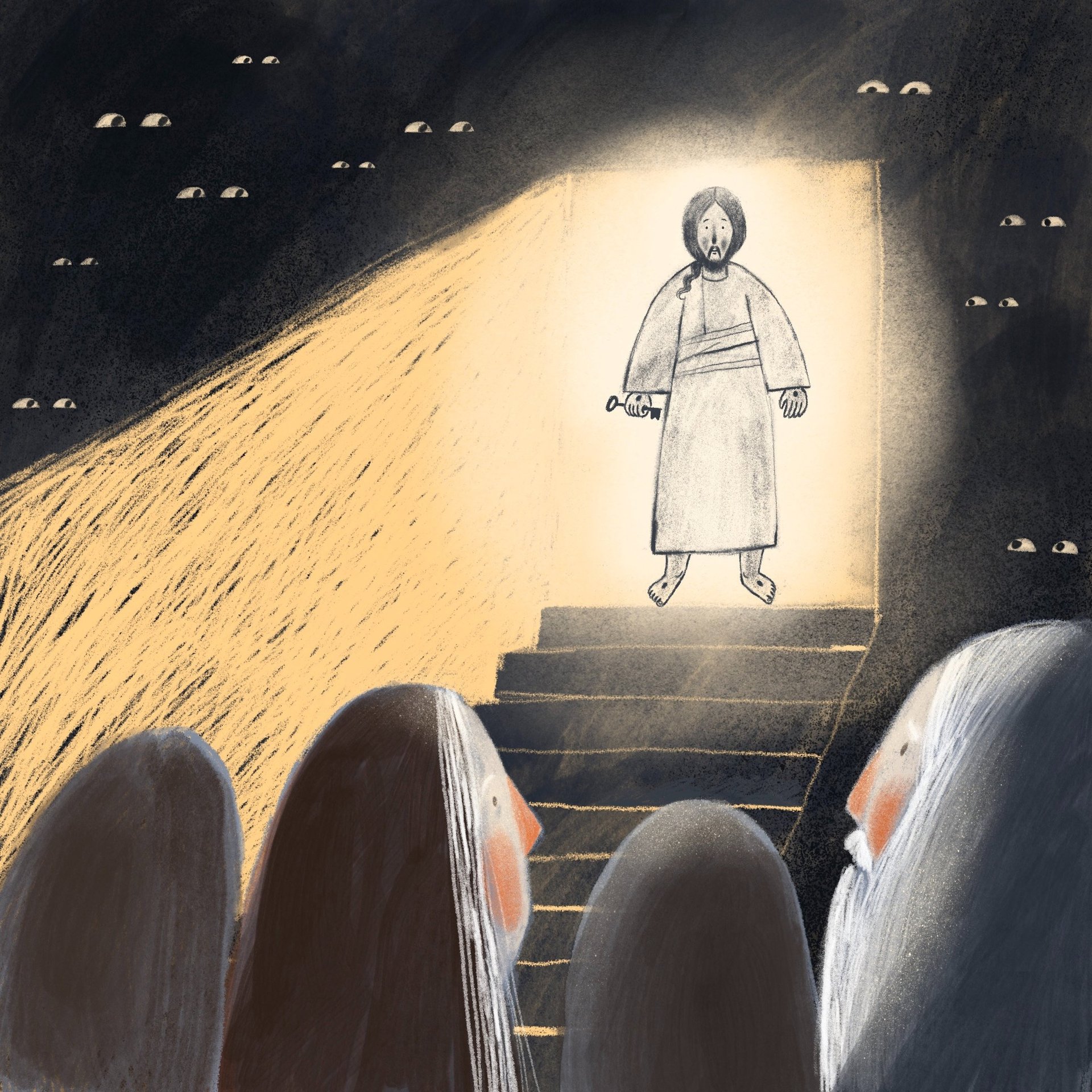 an abstract photo of a curved building with a blue sky in the background