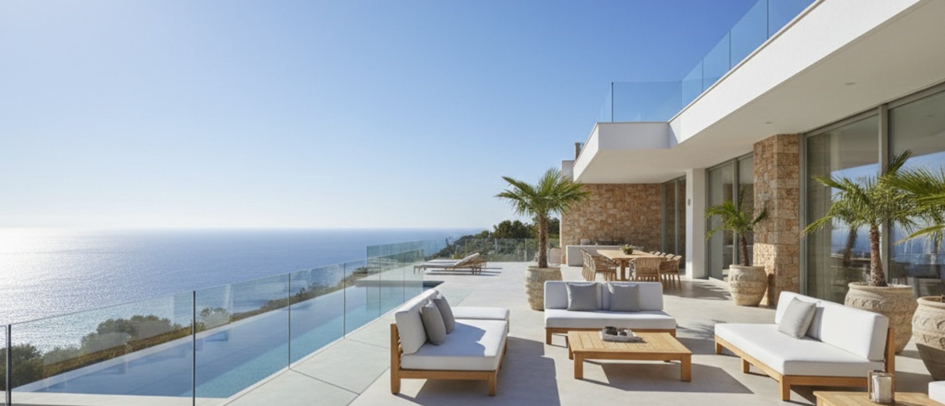 an abstract photo of a curved building with a blue sky in the background