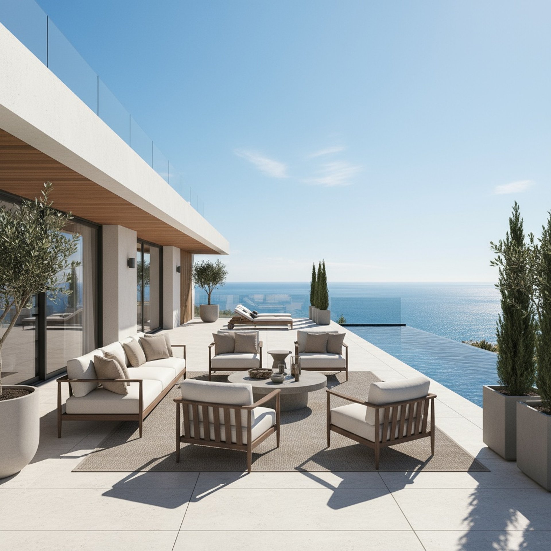 an abstract photo of a curved building with a blue sky in the background