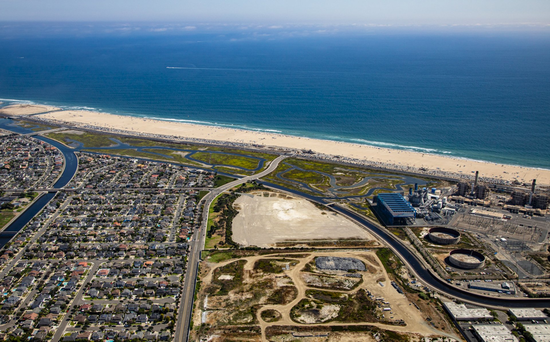 Aerial view of California coastal development site