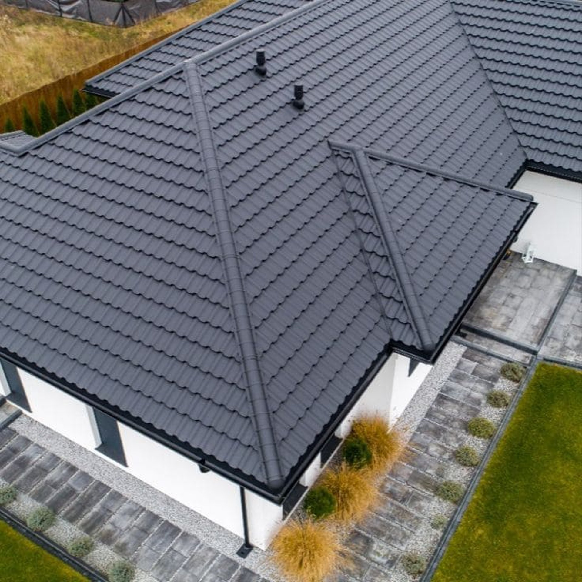 a close up of a roof made of clay tiles
