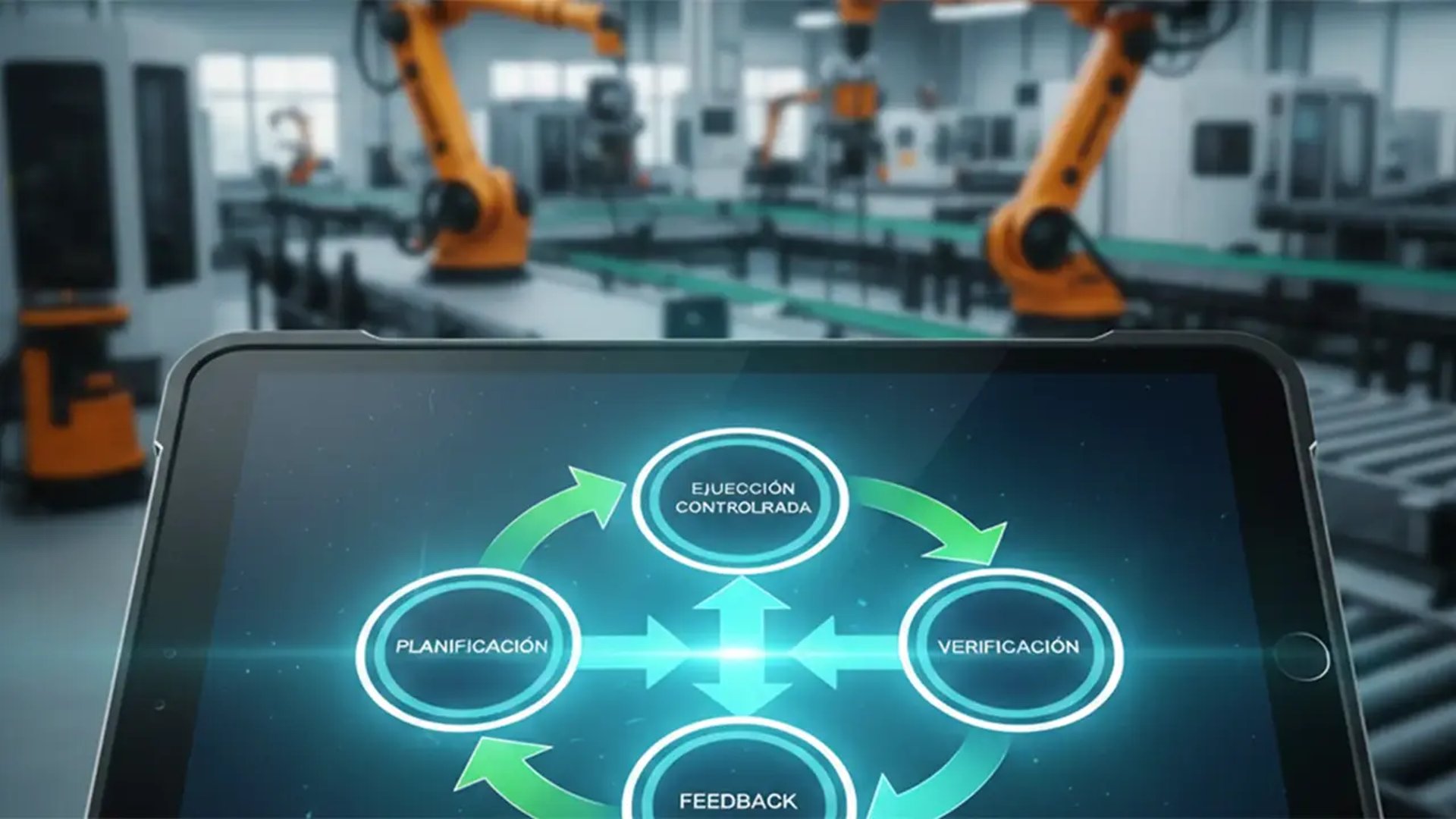Ciclo de PDCA de gestión de la calidad en una tableta digital