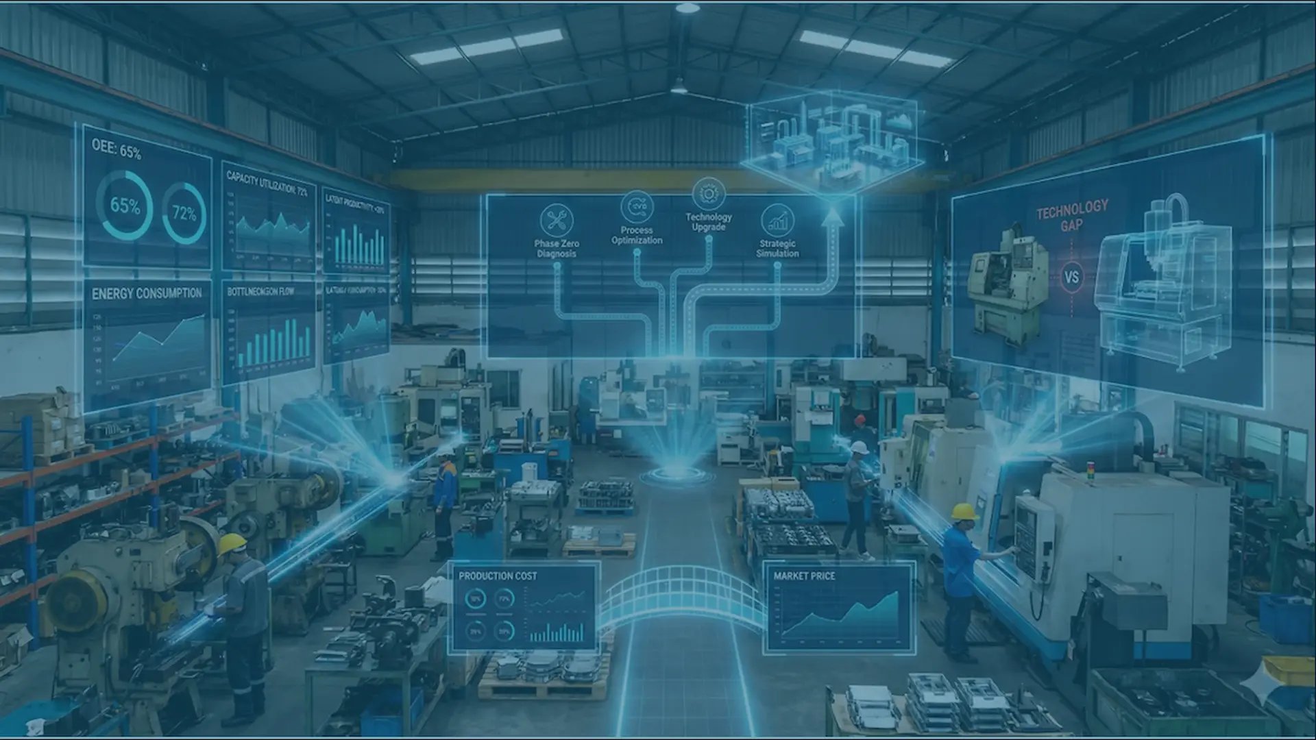 Planta PYME con indicadores de productividad latente y brecha tecnológica para un diagnóstico industrial de fase cero.