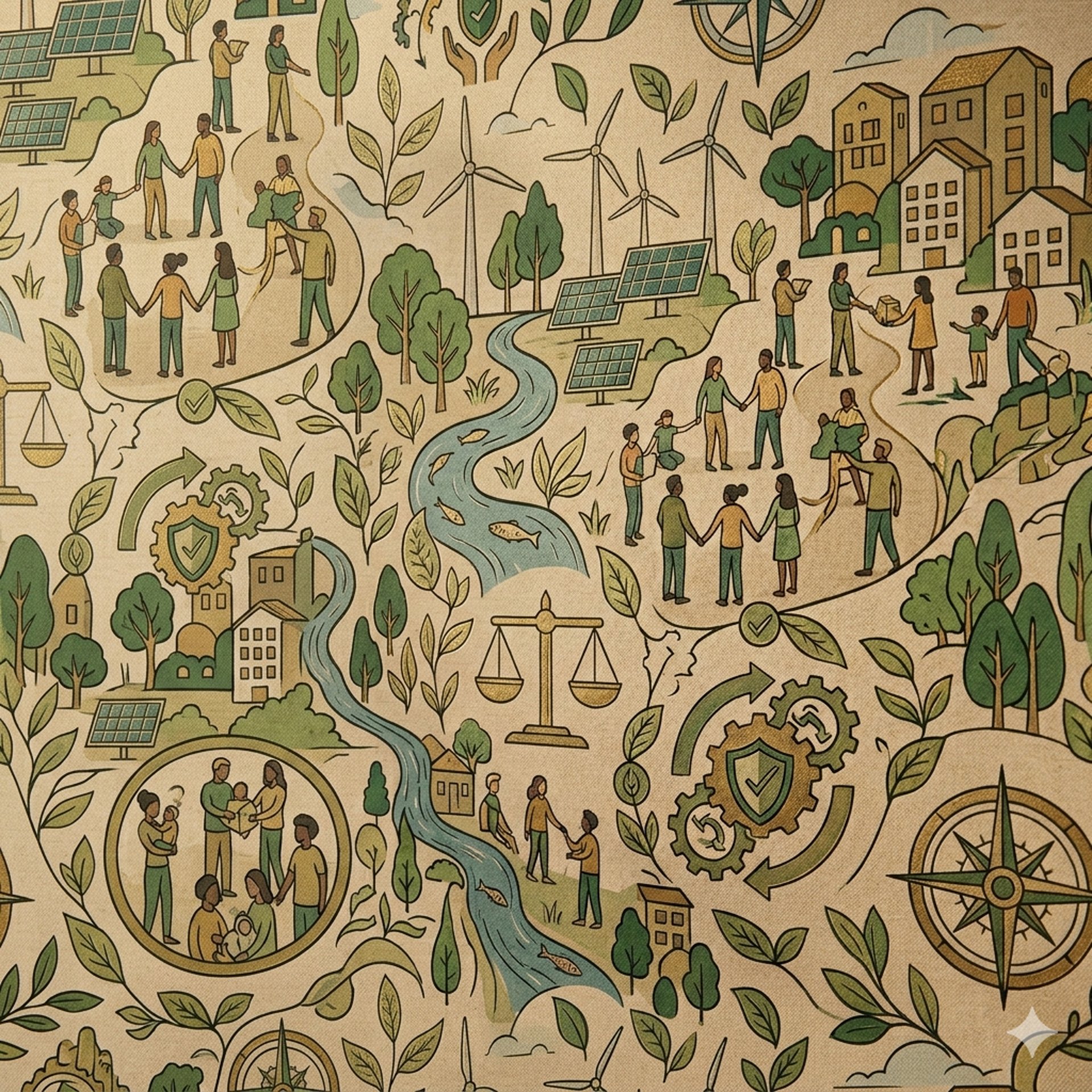 Two hikers ascend a dark, barren dune.