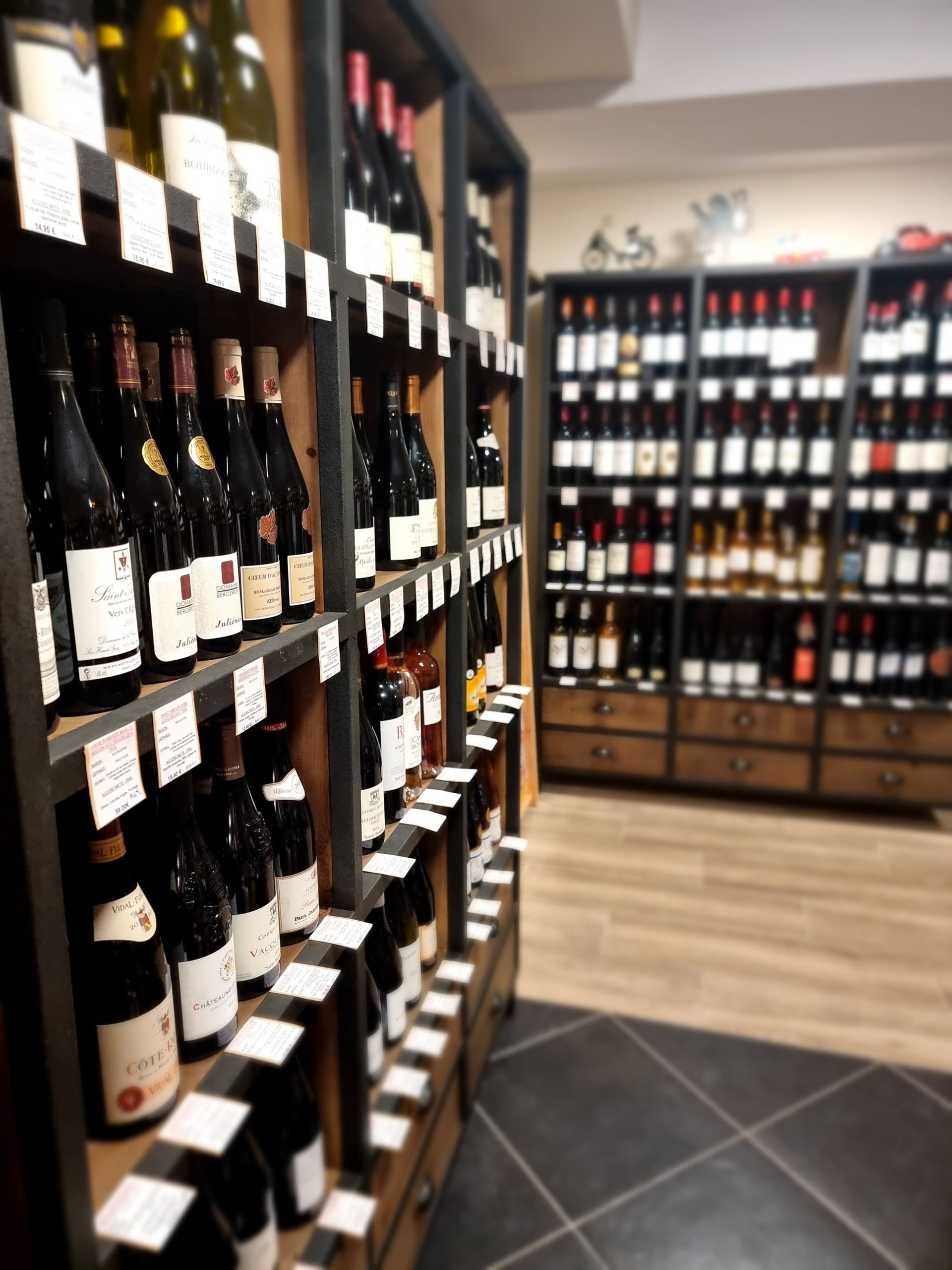 wine bottles on rack