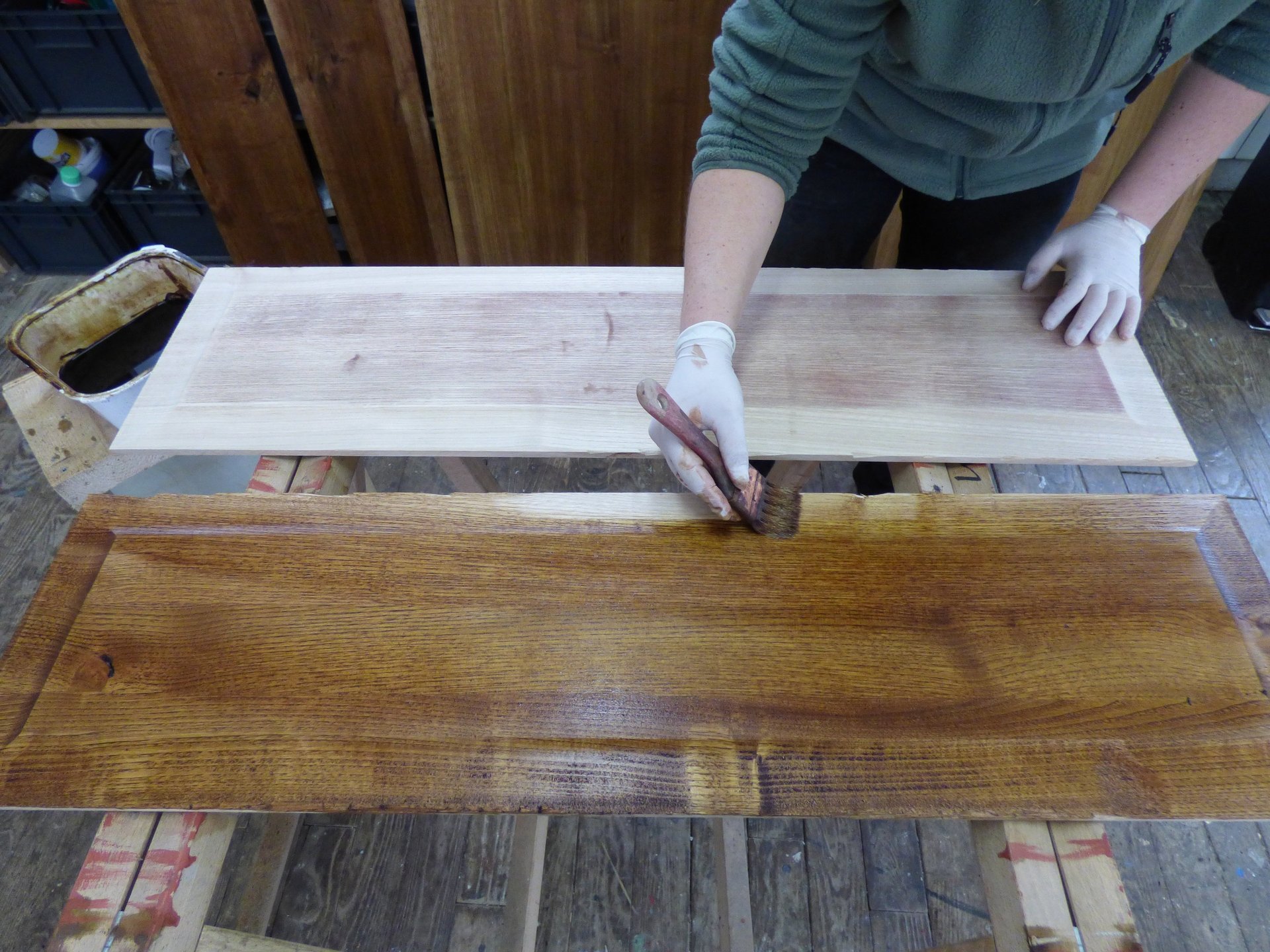 black and brown leather padded tub sofa