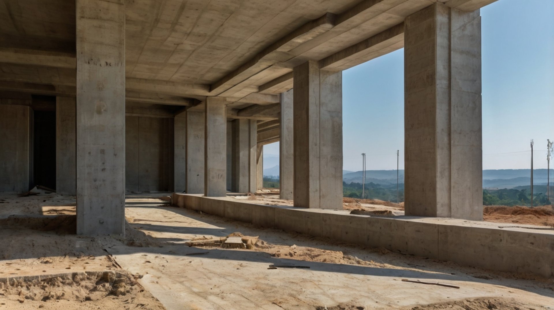 an abstract photo of a curved building with a blue sky in the background