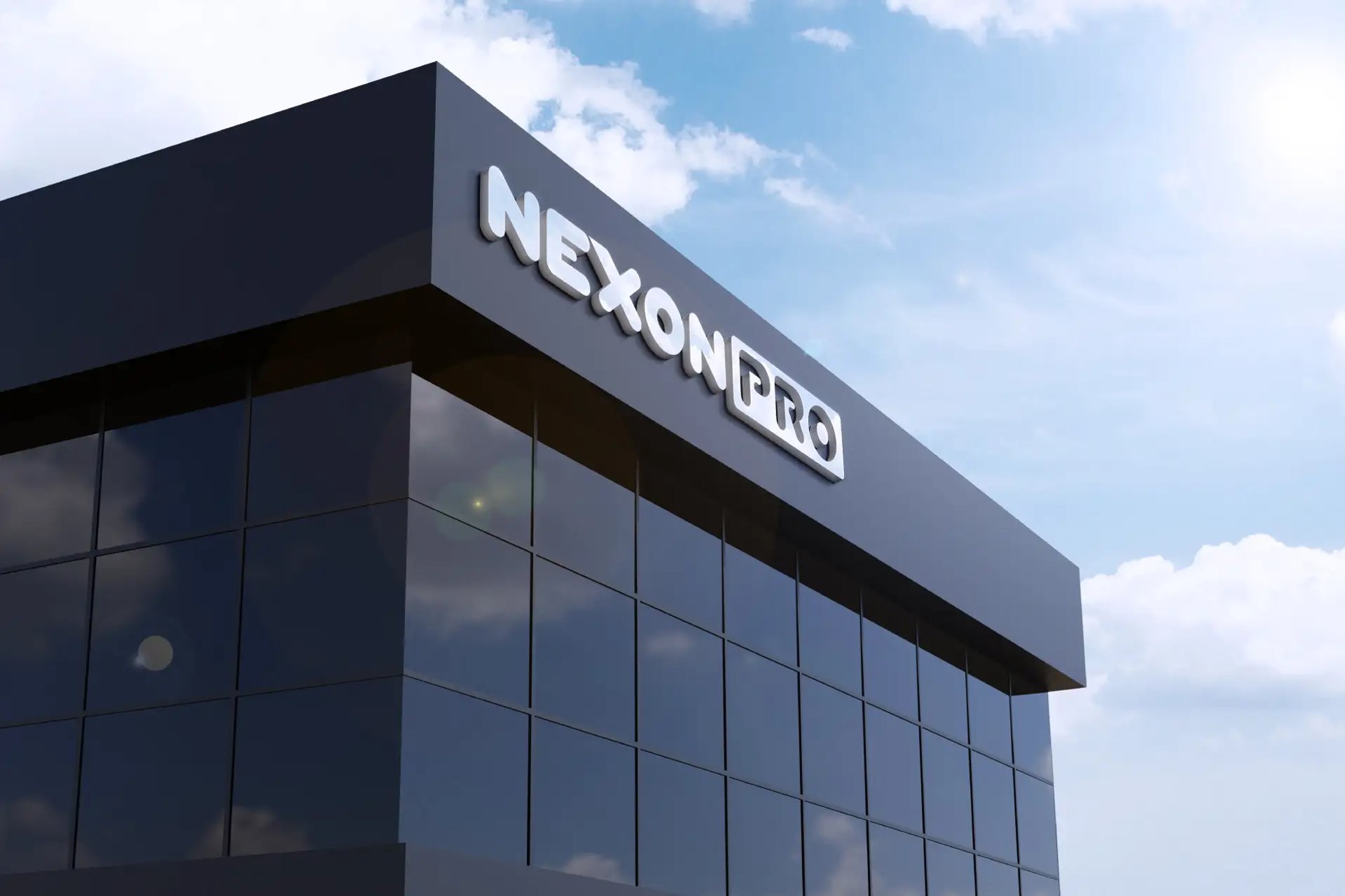 an abstract photo of a curved building with a blue sky in the background