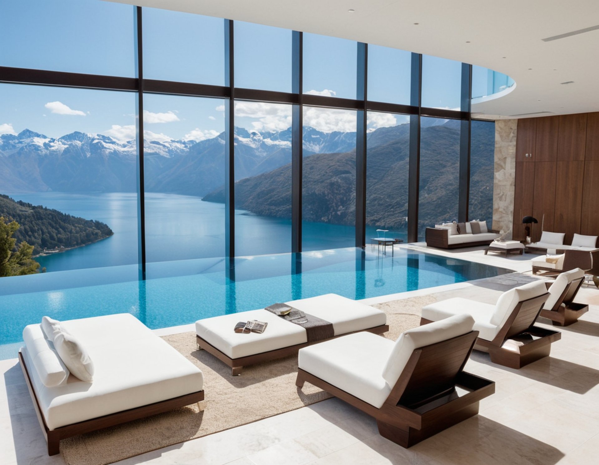 an abstract photo of a curved building with a blue sky in the background