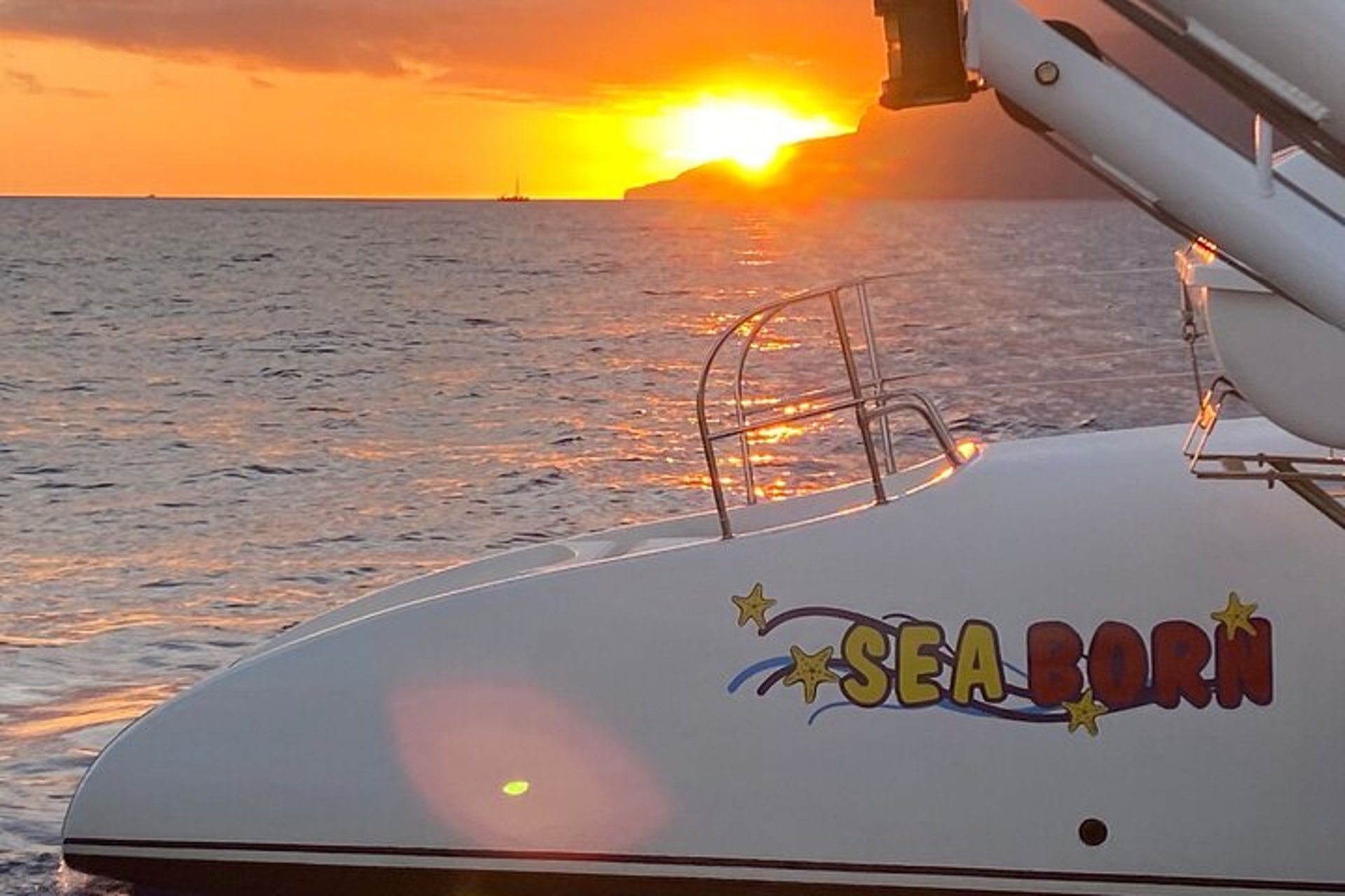 Sunset over the Atlantic from Sea Born catamaran, Funchal, Madeira.