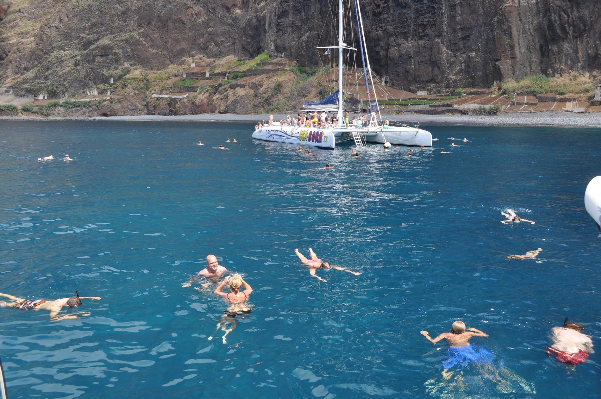 Swimming from Sea Born boat at Cabo Girão cliffs.