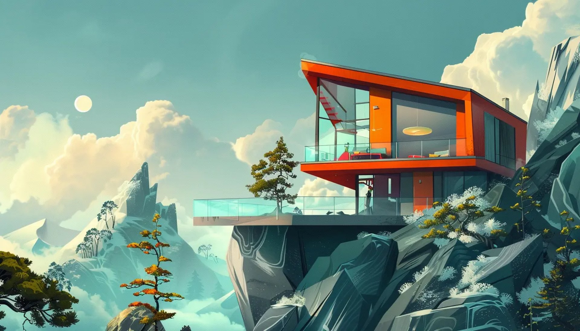 modern house on the edge of a cliff