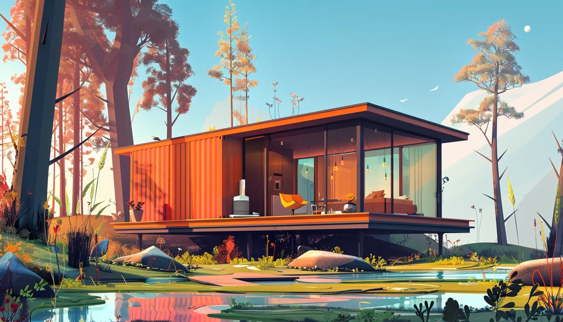 container home by water