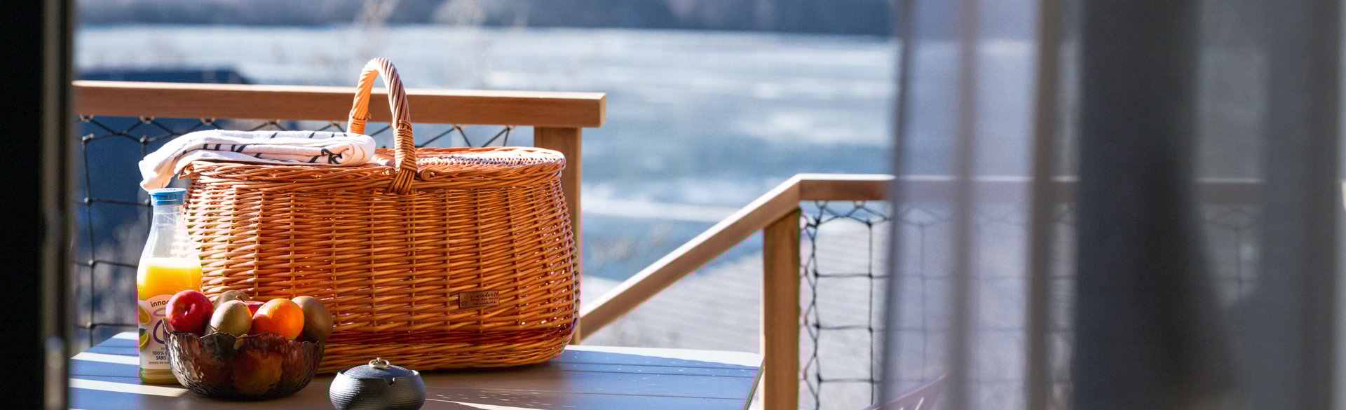 a tray of food sitting on top of a bed