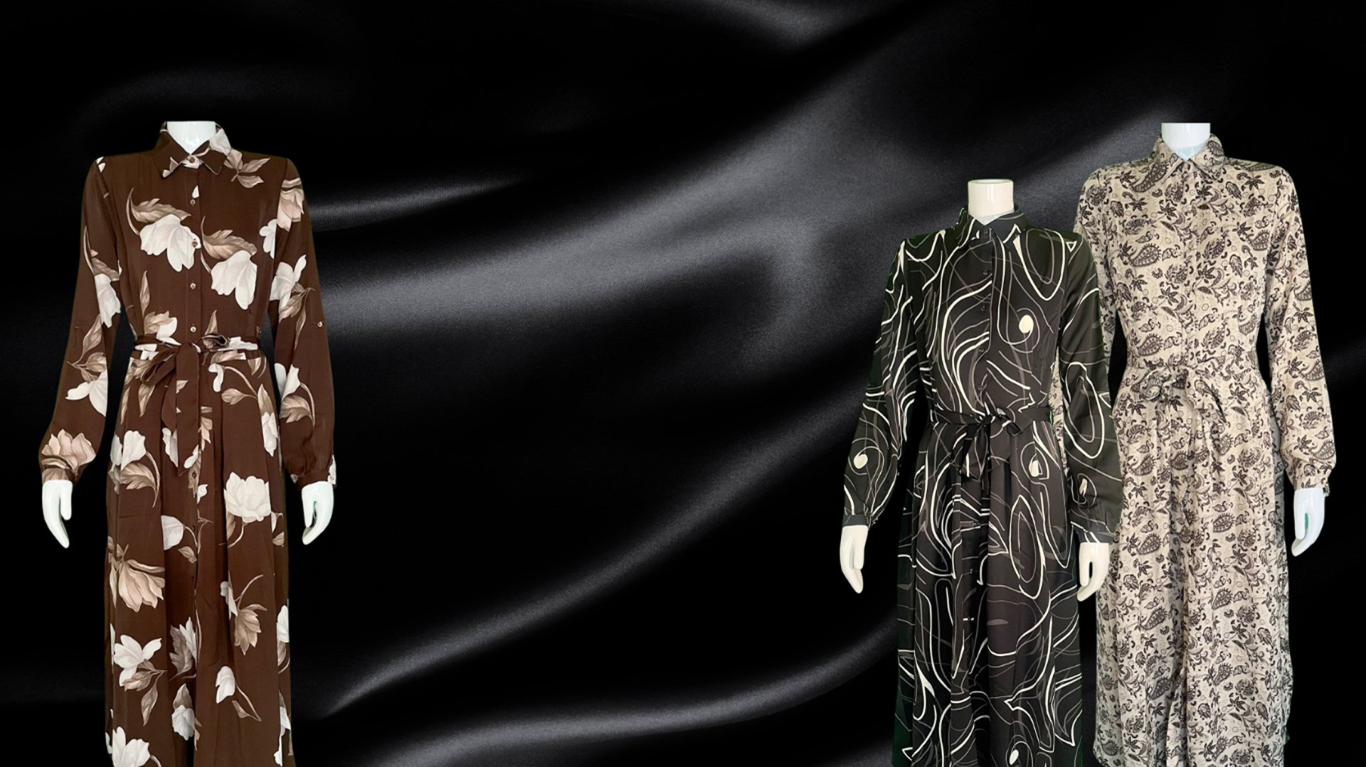 A woman in a blue dress sitting in front of a mirror