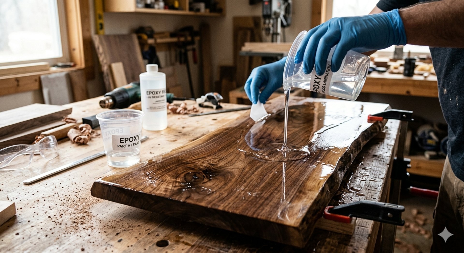 Epoxy adhesive for wood, glass, metal and lamination