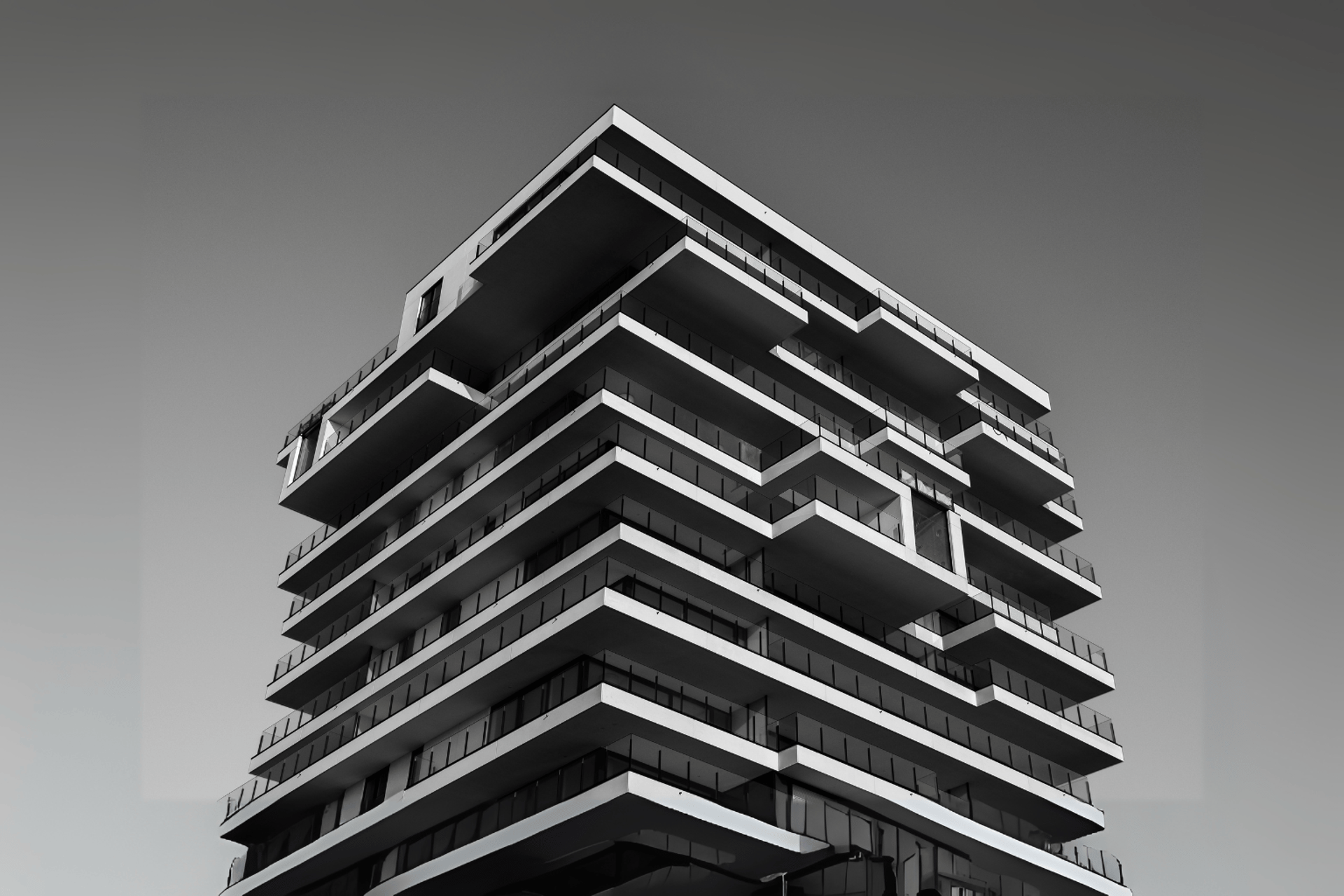 black and white concrete building