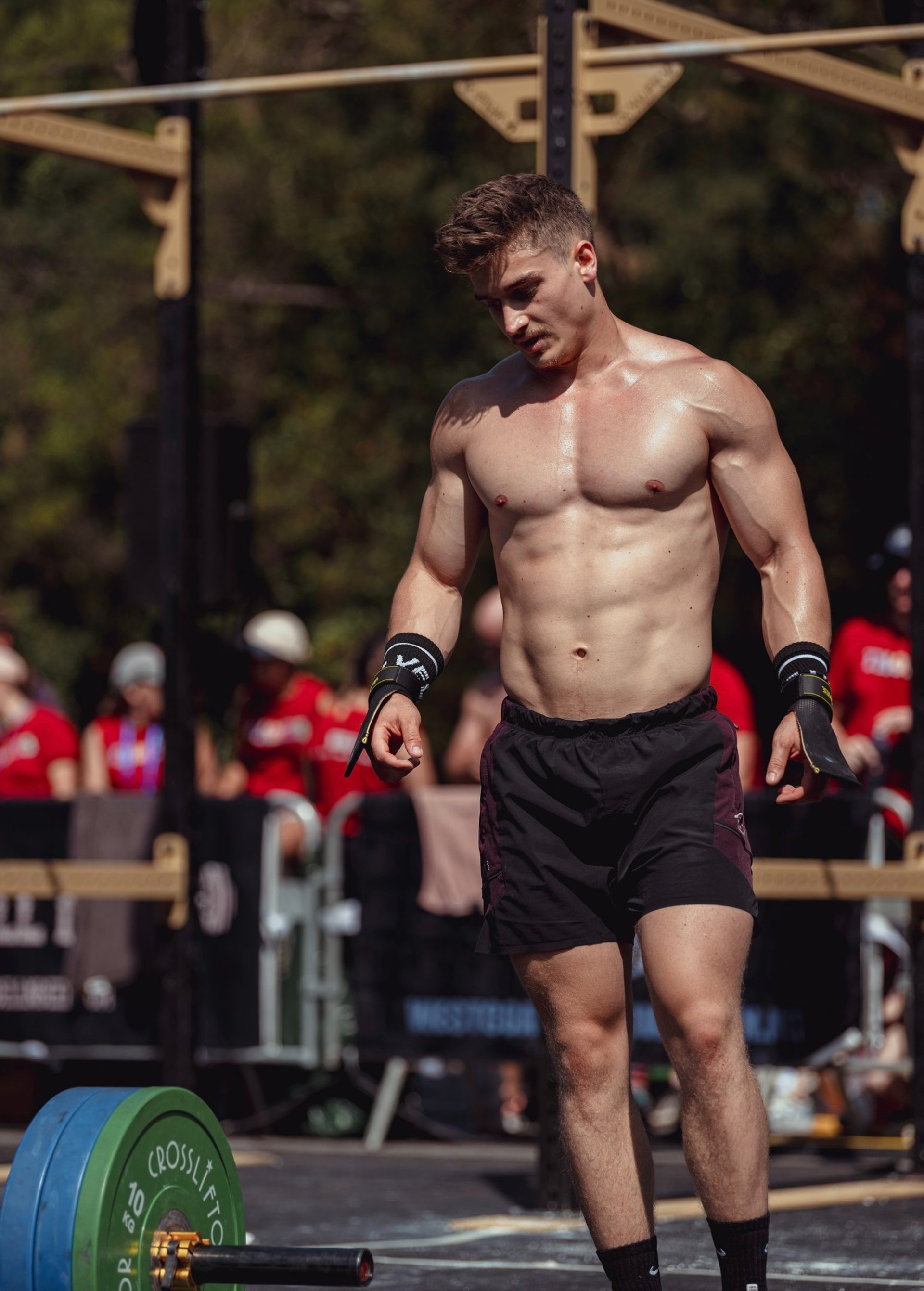 an abstract photo of a curved building with a blue sky in the background