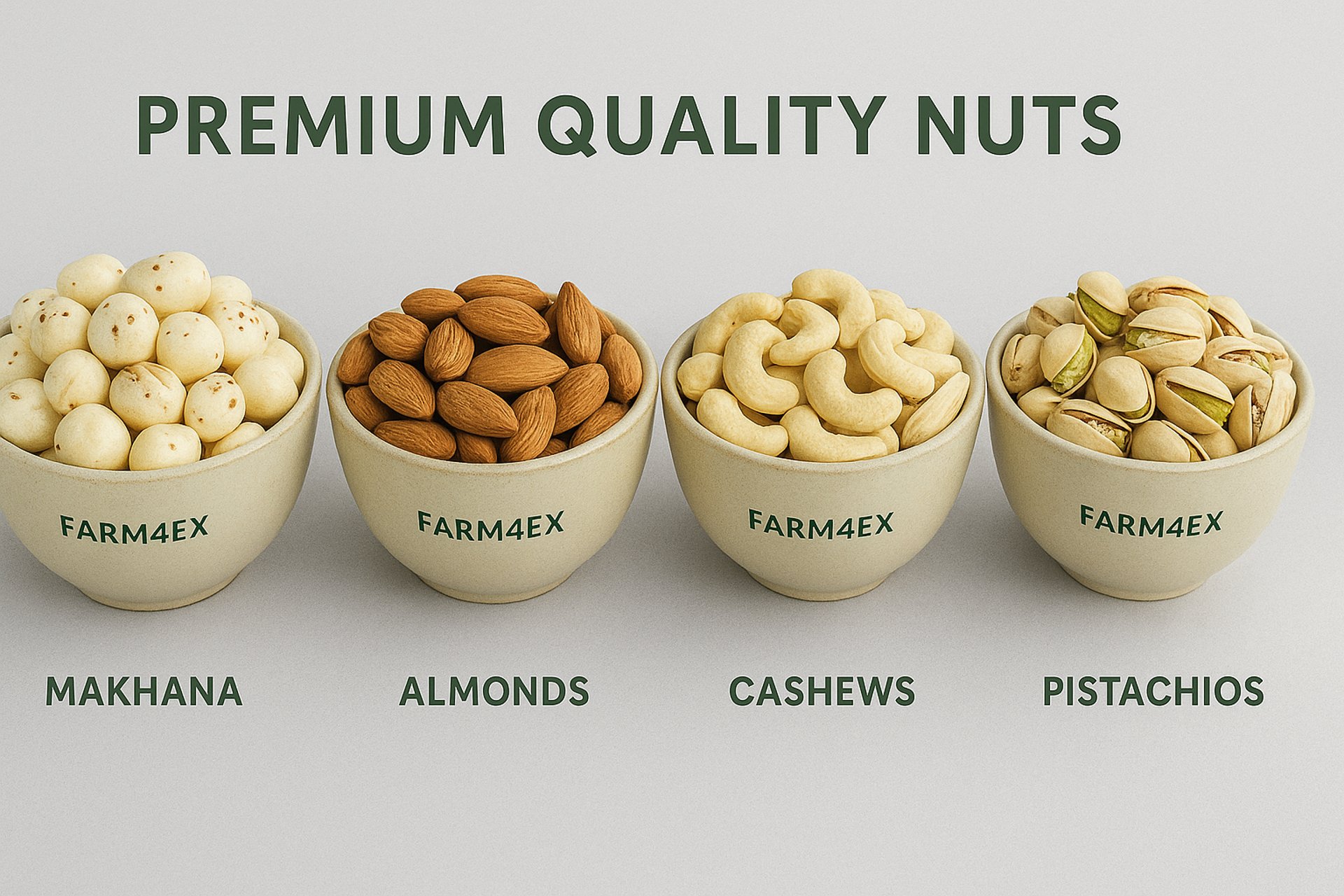 brown nuts on white ceramic bowls