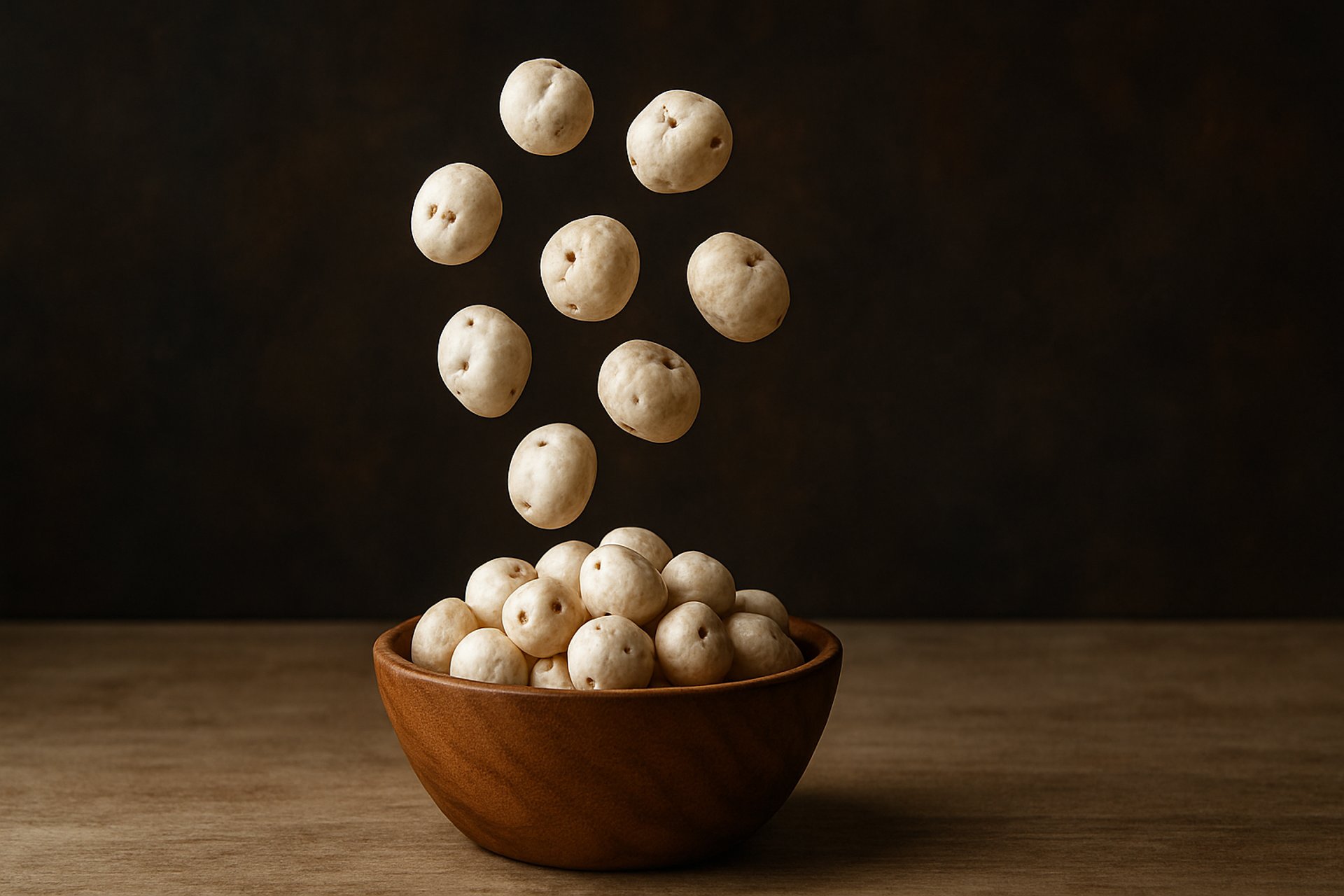 brown nuts on white ceramic bowls