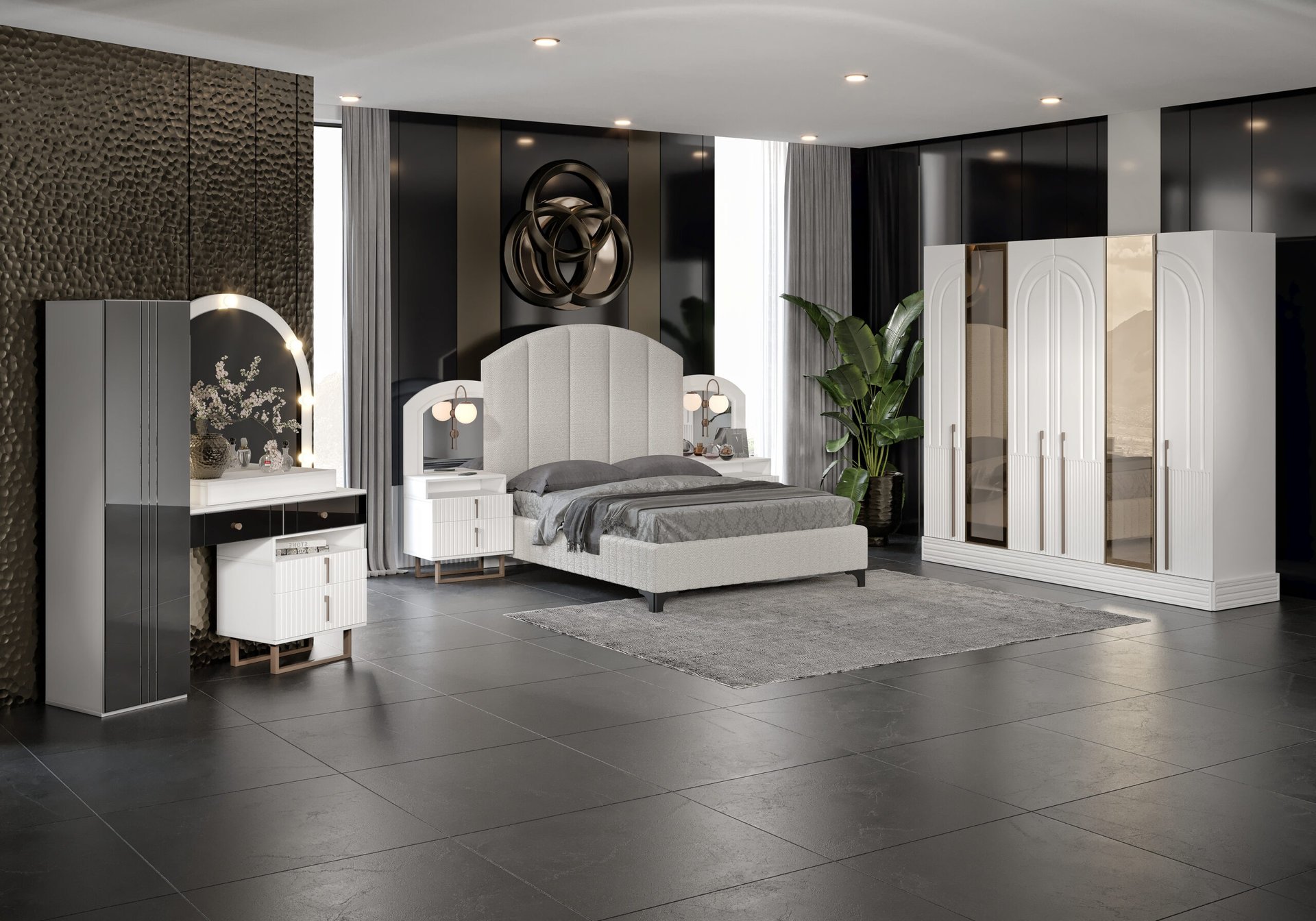 black and white bed linen