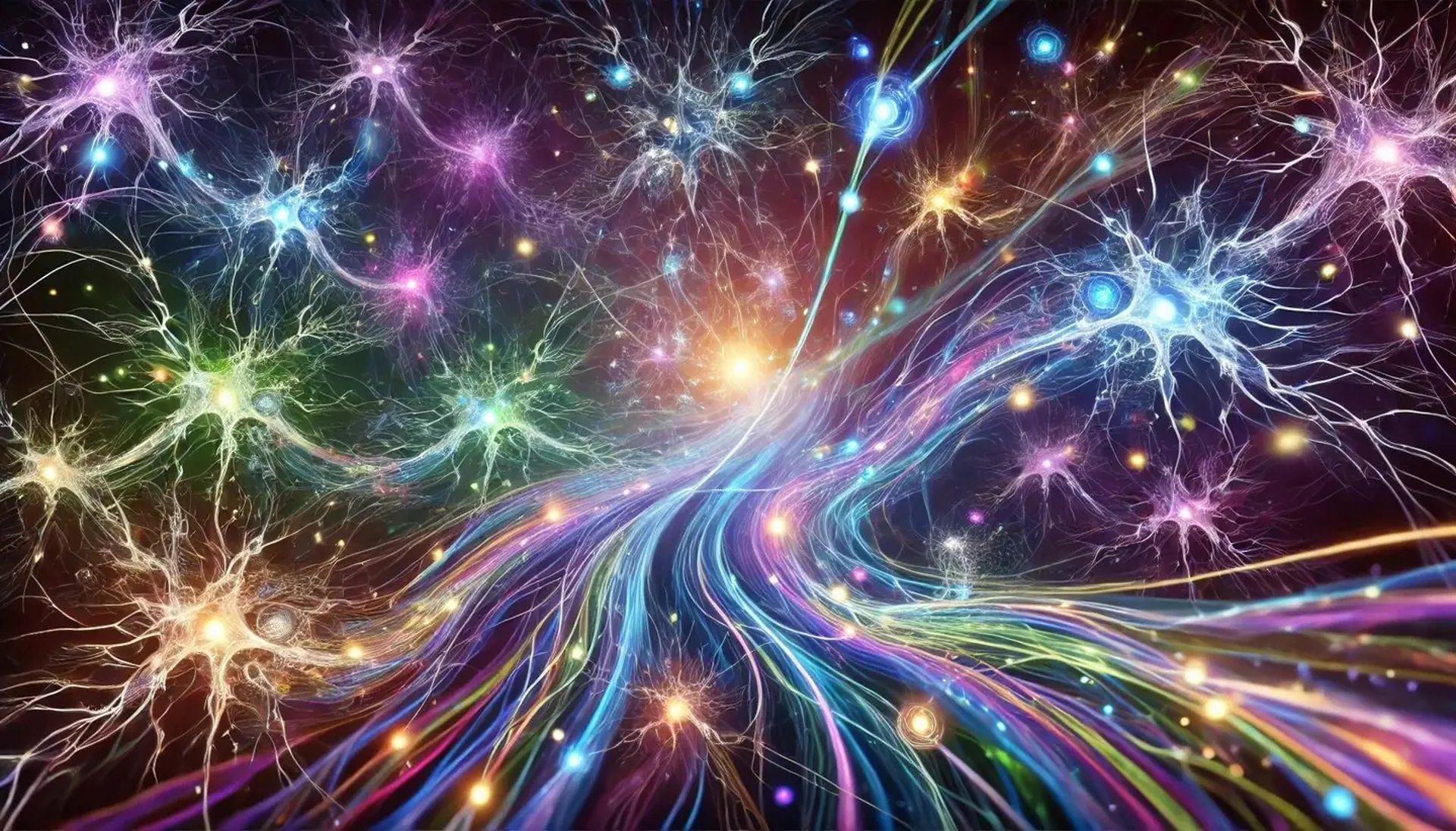 image generer par l'ia representant des connexions neurones abstraite thème psychedelique