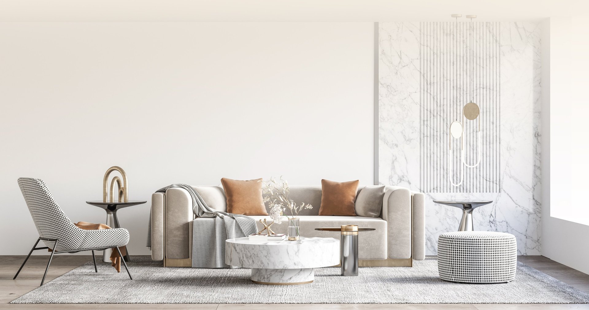 a white chair and ottoman in a room