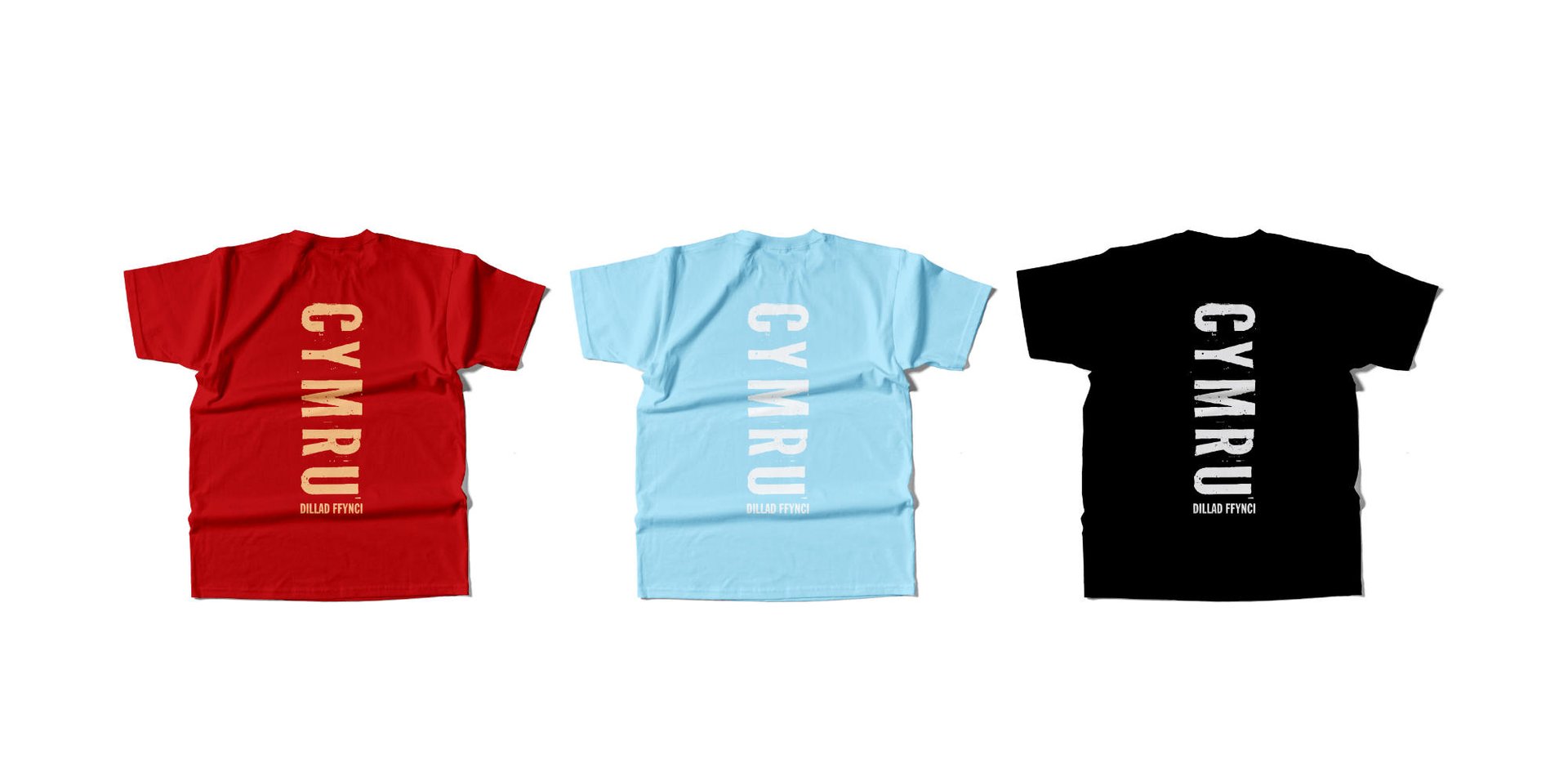 Three examples of our snazzy graphic slogan t-shirts i a variety of vibrant colours