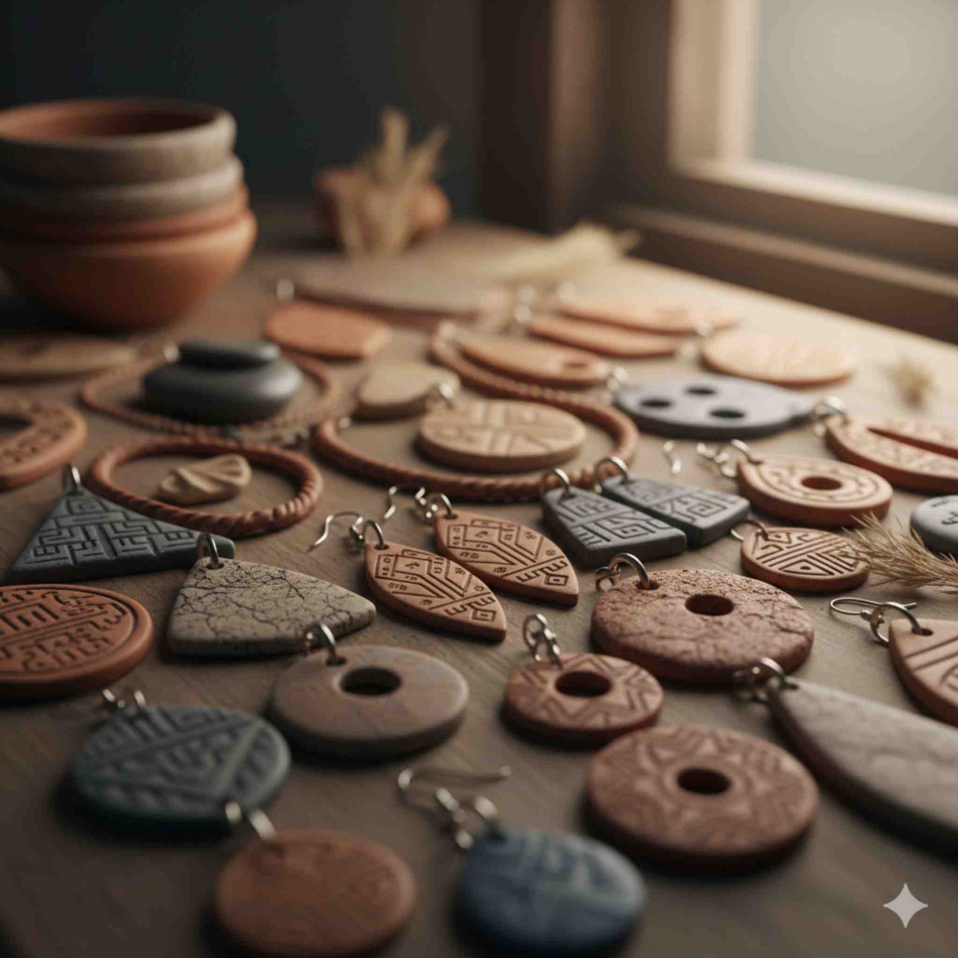 Aretes de cerámica en frío que representa la cultura de Perú.