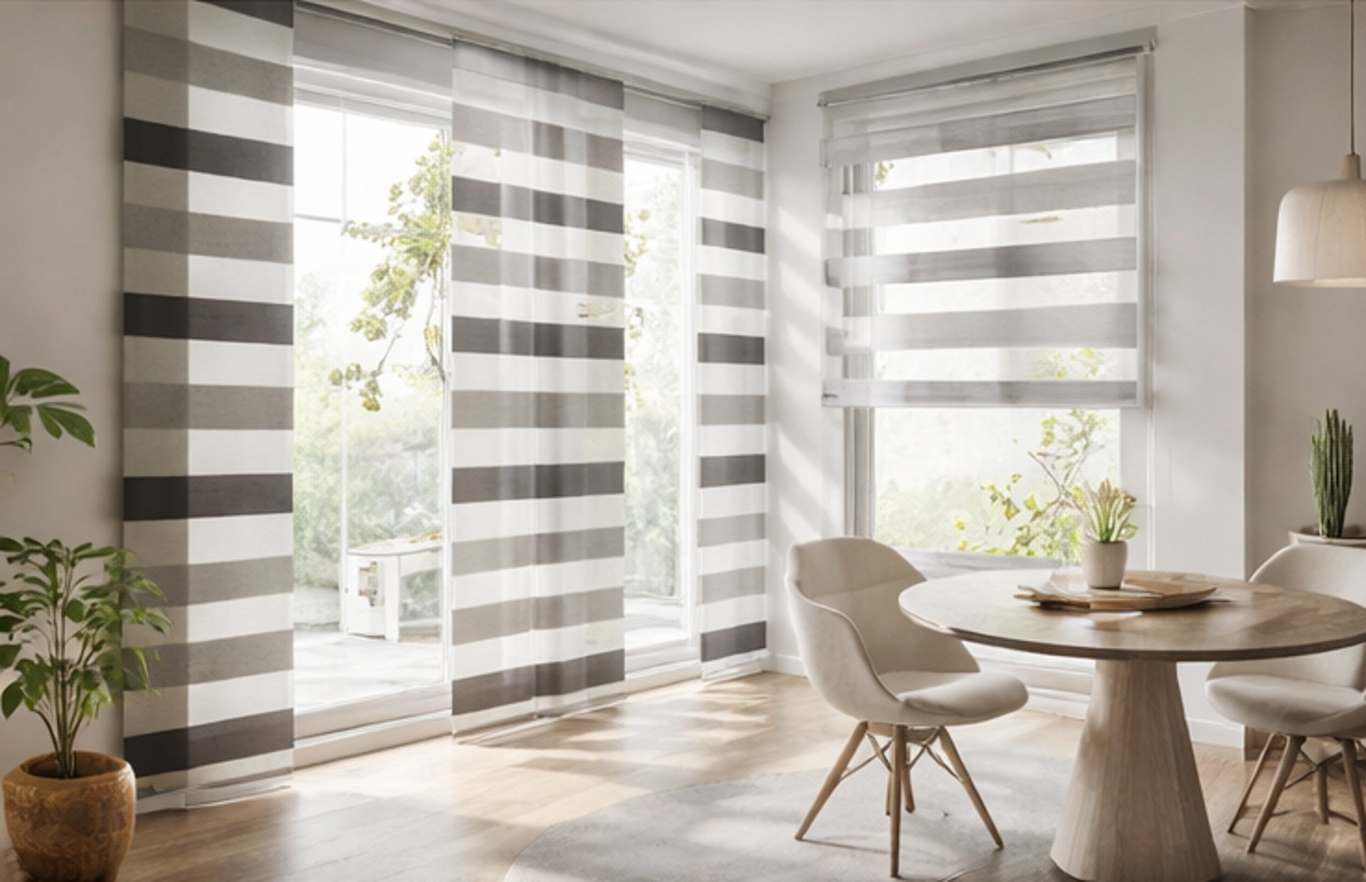 Modern interior design in Miami featuring custom curtains and natural light