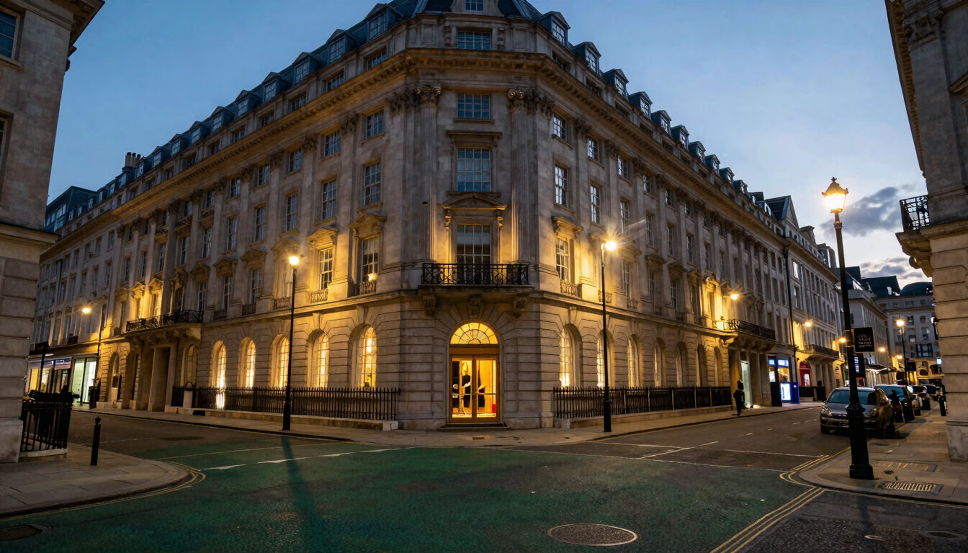 an abstract photo of a curved building with a blue sky in the background