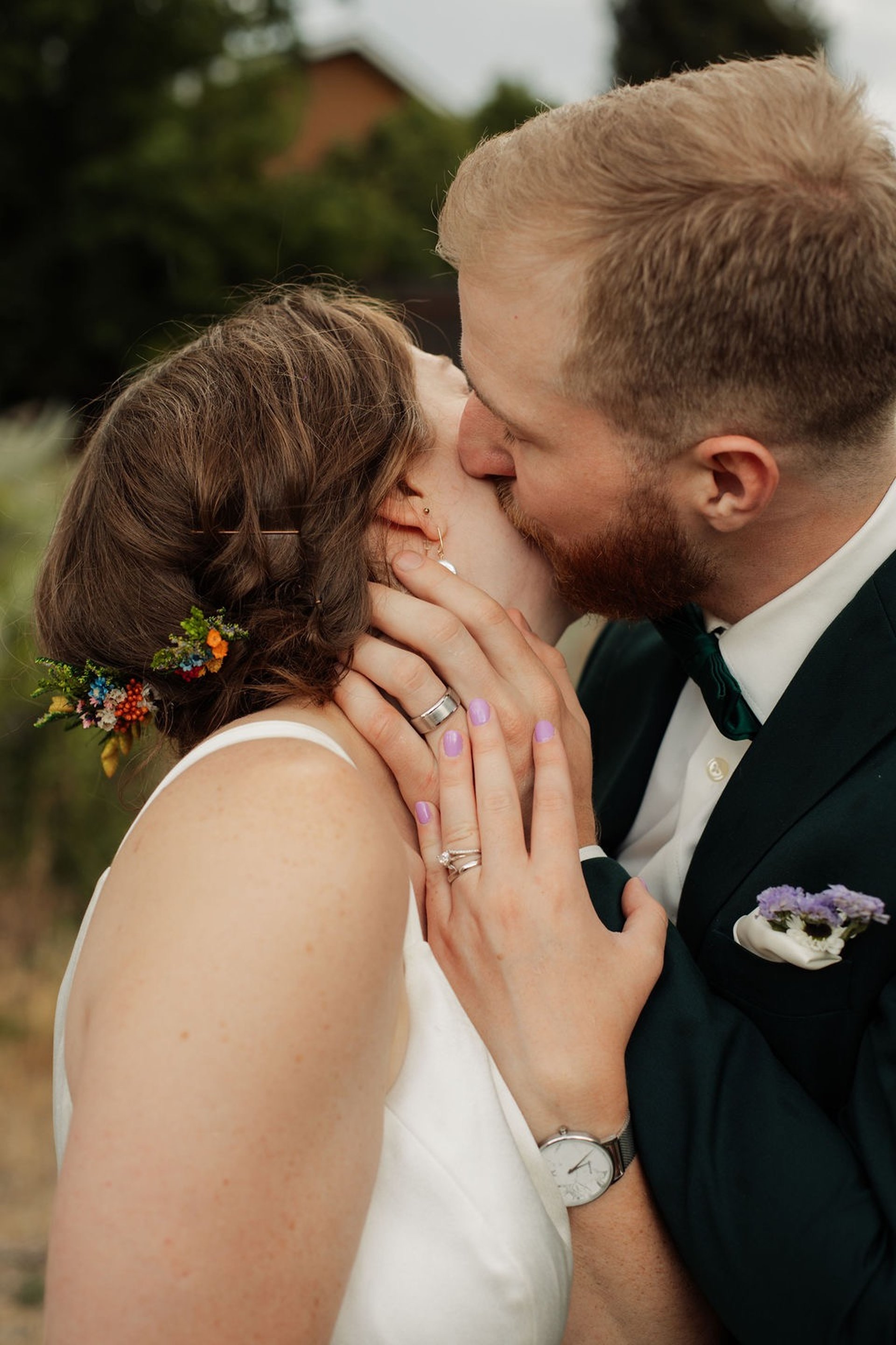 bridal portrait, paint horse, lace dress, Big Arm State Park