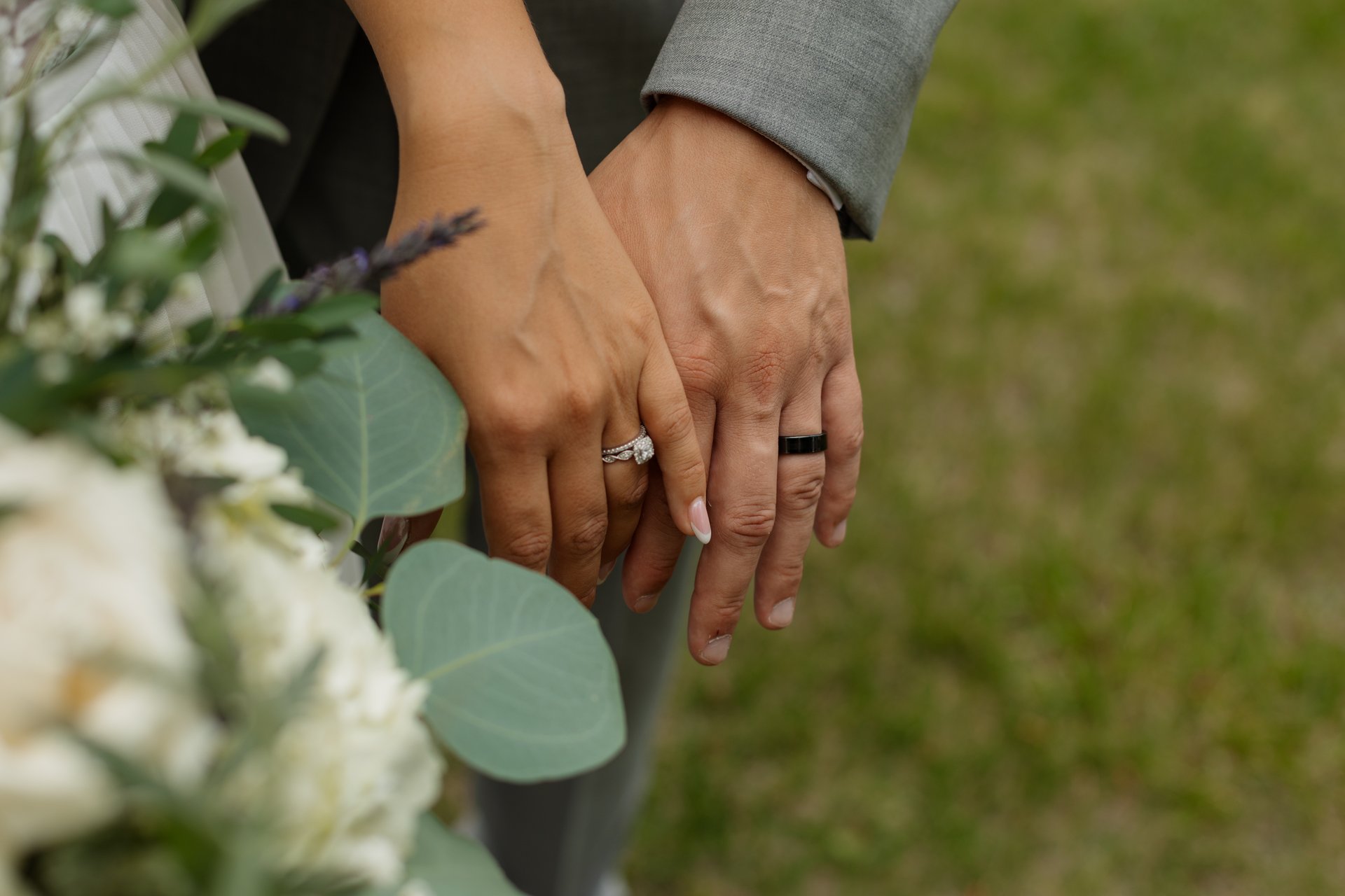 flat lay of wedding details, film polaroid camera