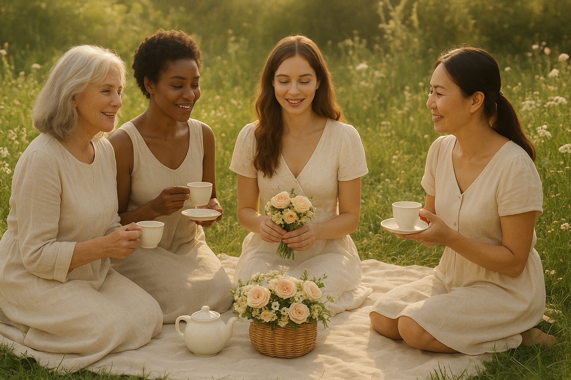 group of women facing backward