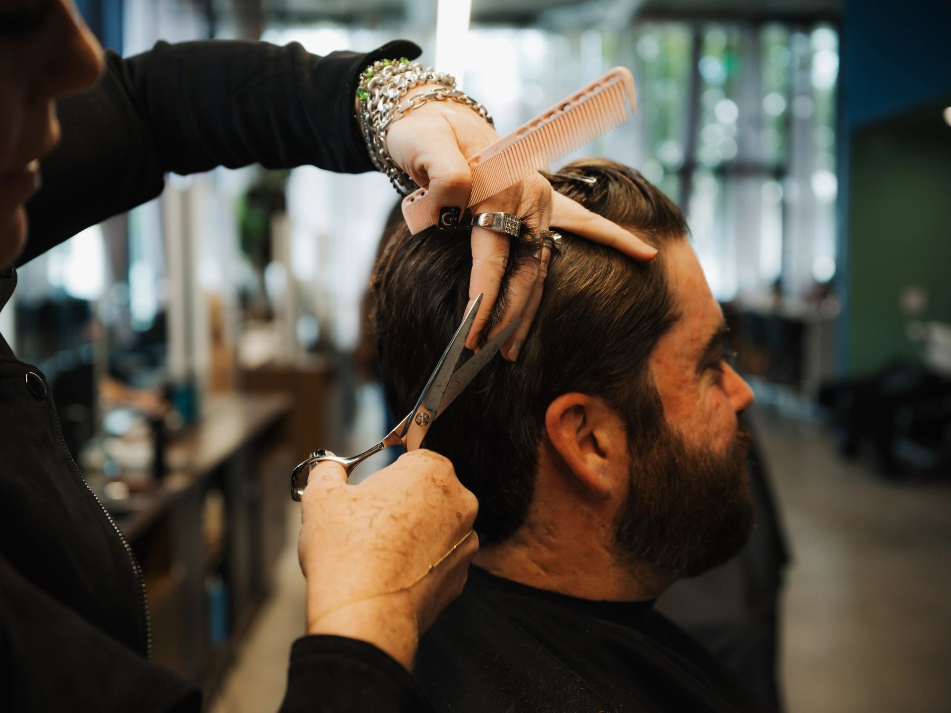 an abstract photo of a curved building with a blue sky in the background
