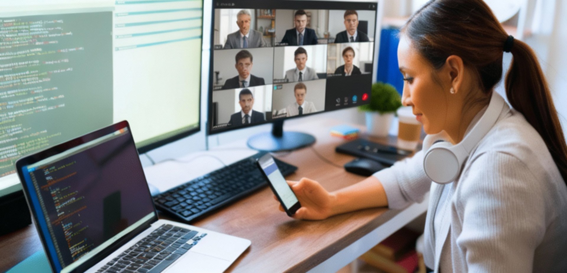 a laptop computer sitting on top of a wooden table
