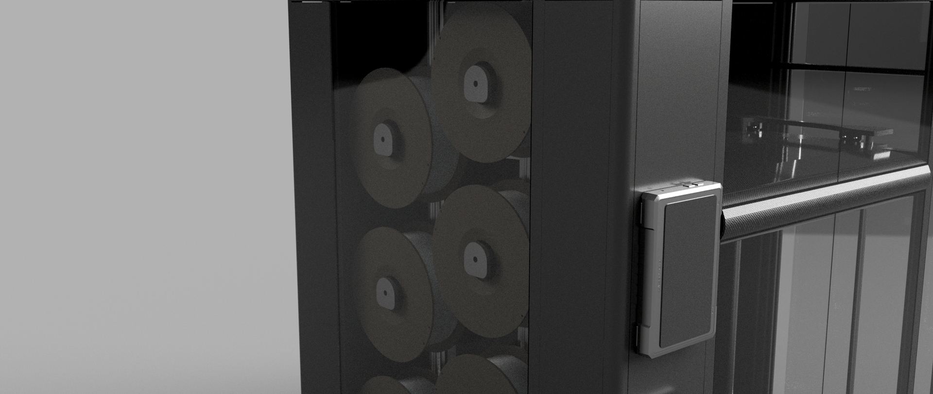 an abstract photo of a curved building with a blue sky in the background